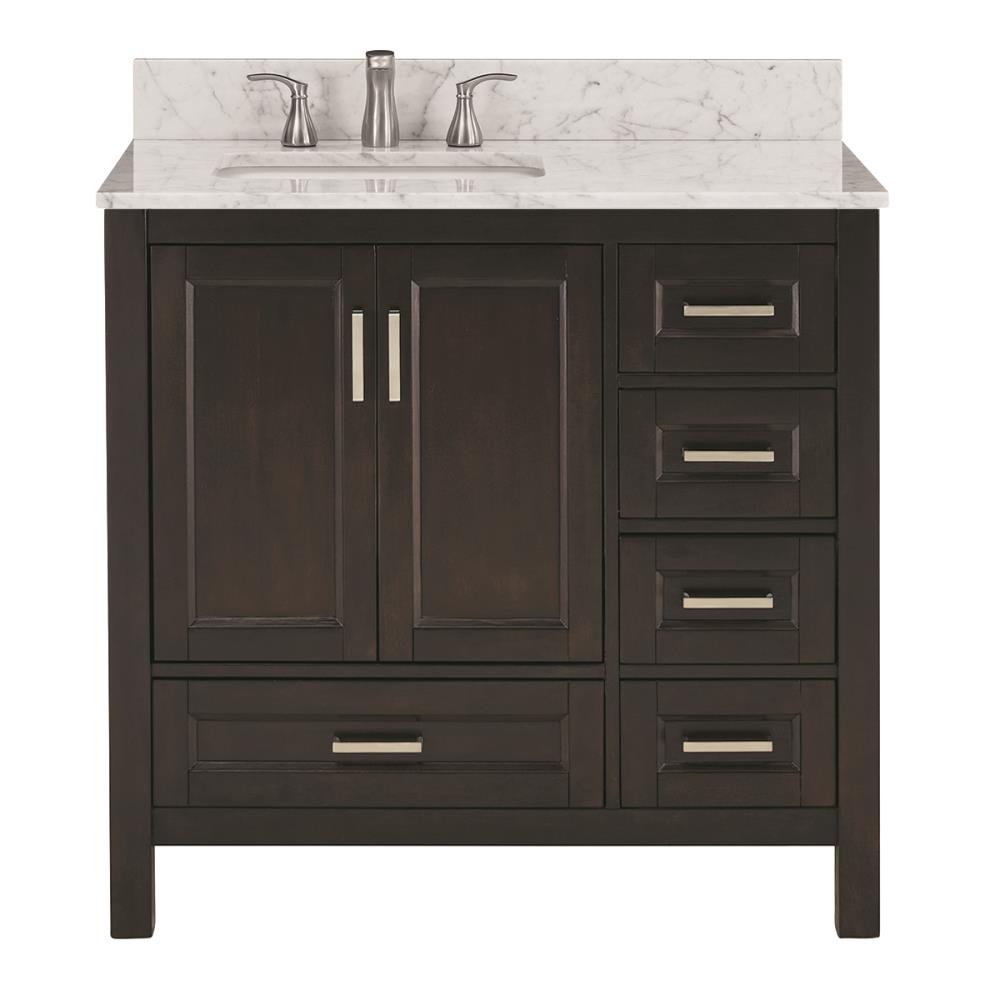 Durham 36-in White Oak Single Sink Bathroom Vanity with Carrara Natural Marble Top