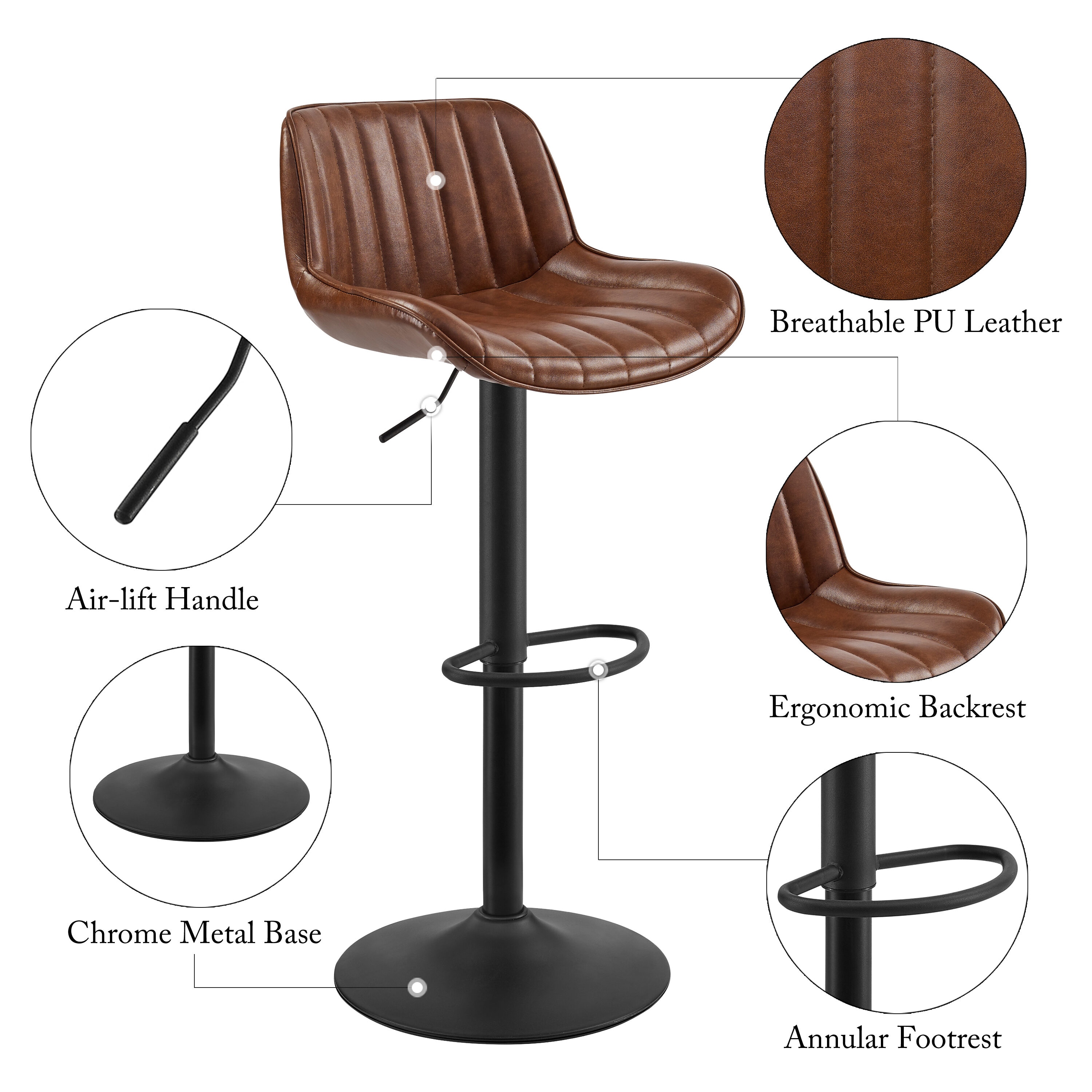 Art Leon BS022-2-YEBR-PU stools - View #7