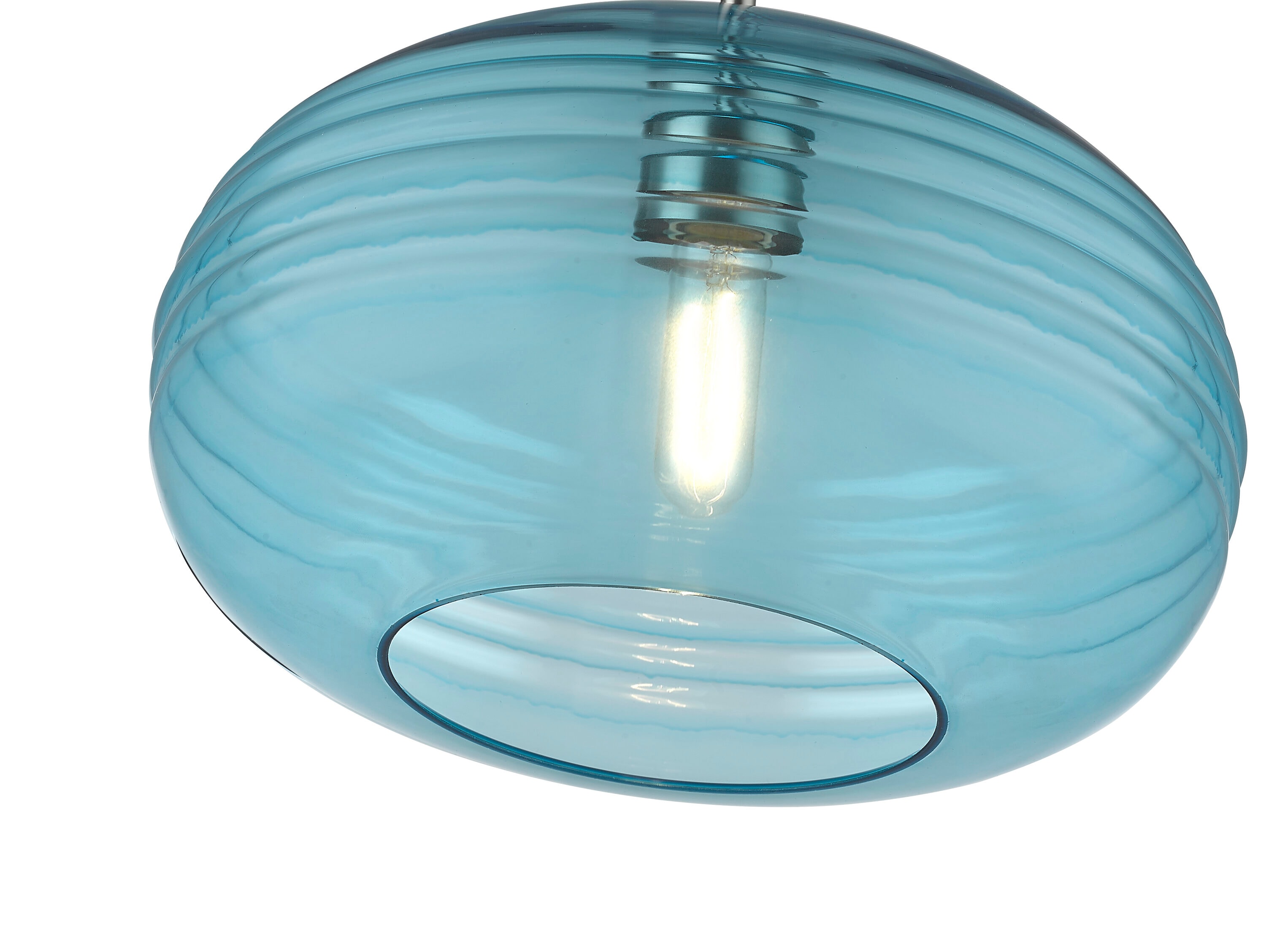 Harmony Translucent Blue Glass & Brushed Nickel 14" Pendant Light