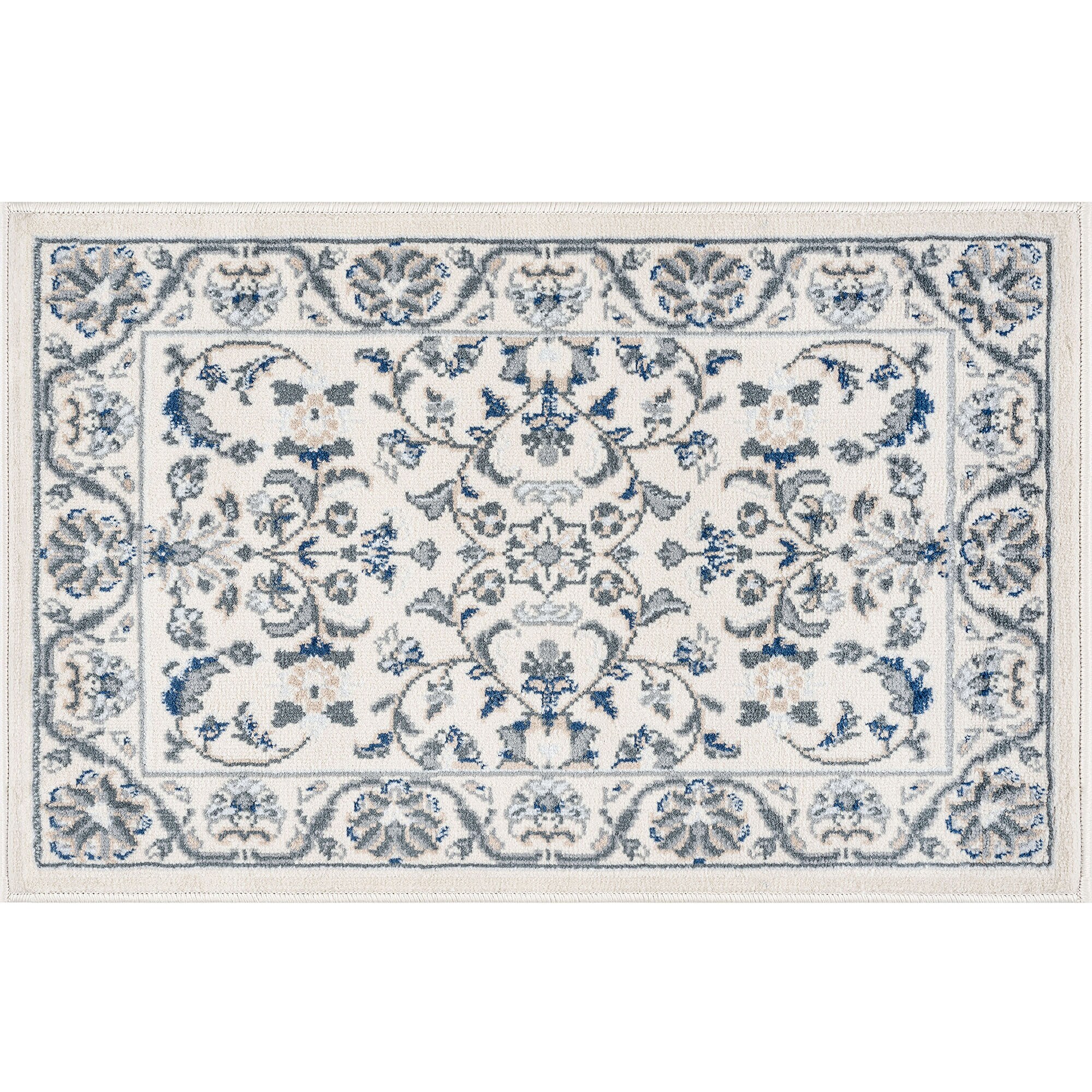 Madison Cream Floral Synthetic 2x3 Rectangular Area Rug