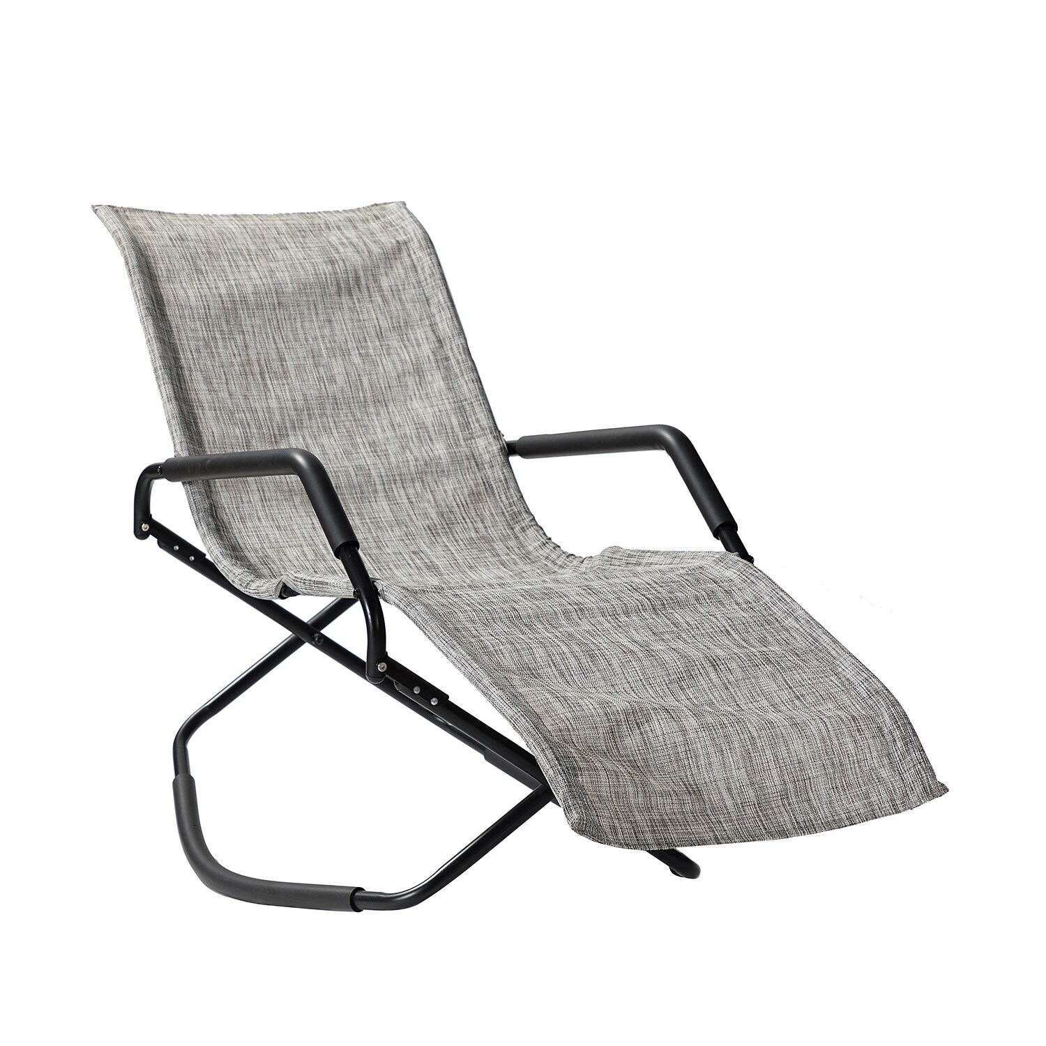 Forclover ALW37-11BR Single chaise lounge Woven Black Steel Frame Stationary Chaise Lounge Chair with Multiple colors/finishes Mesh Seat