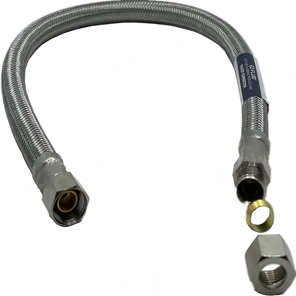 Gardner Glass Products 717540 3/8-in compression x 3/8-in Pipe Thread x 20-in Braided Stainless Steel Flexible Faucet Supply Line