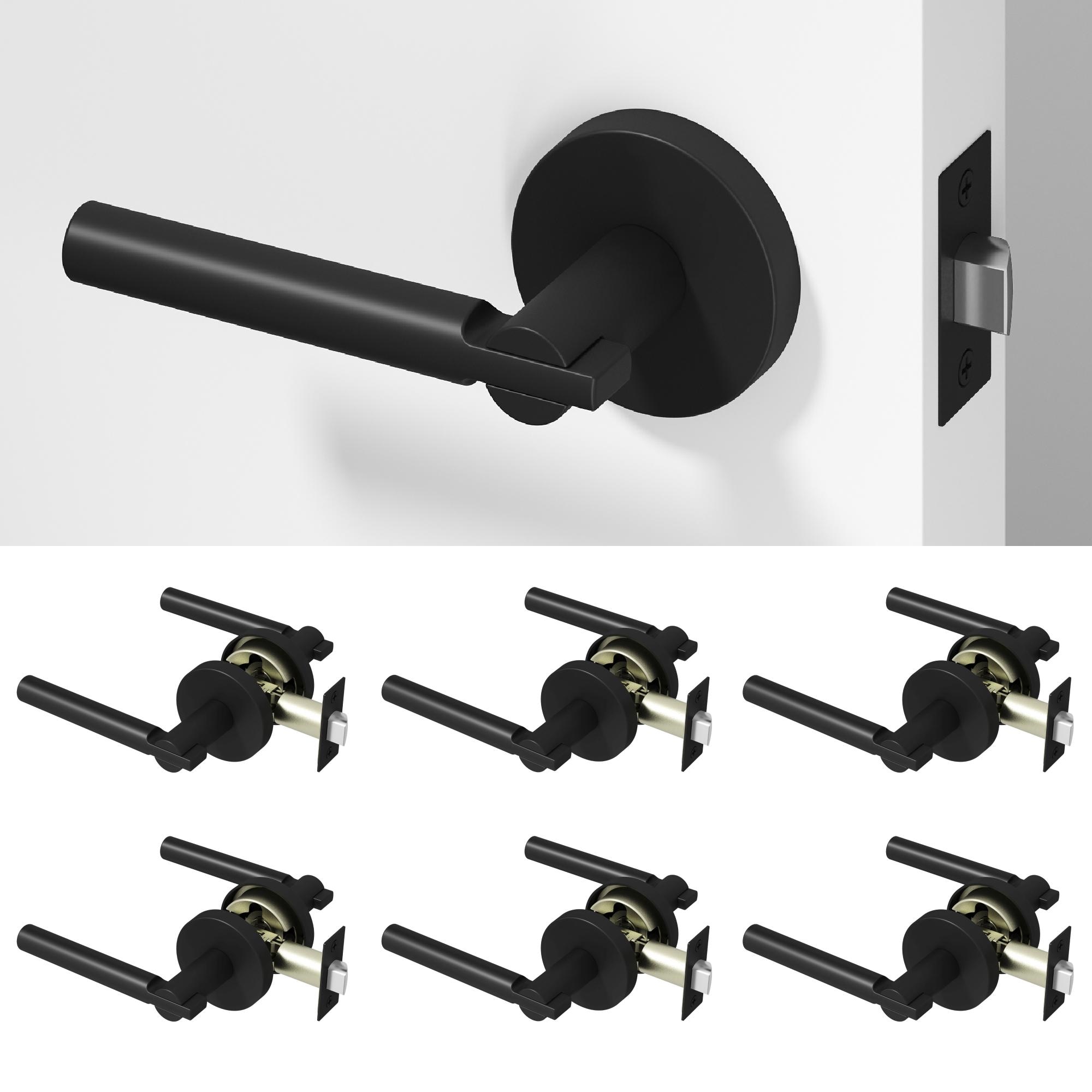 OKUN Terra Matte Black Interior or Hall/Closet Passage Door Handle 6 -Pack