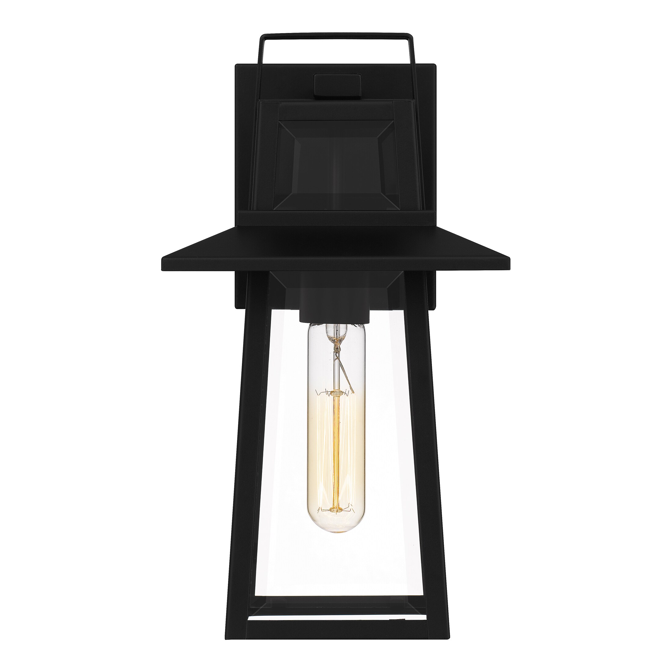 Devonport Matte Black Steel Outdoor Wall Lantern with Clear Glass