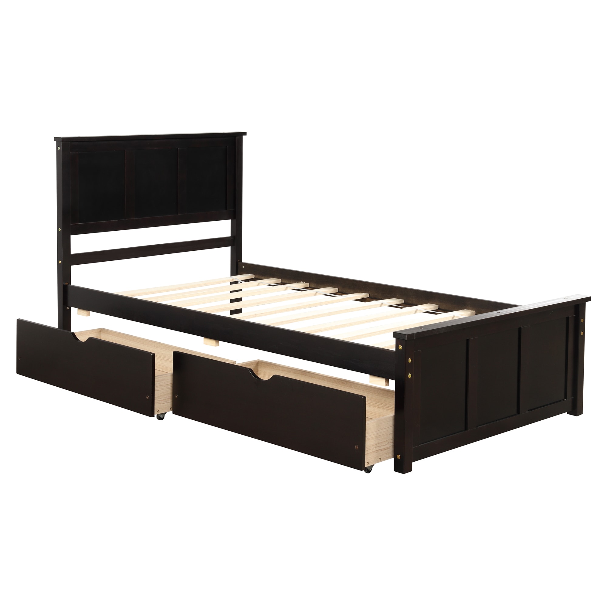 Sumyeg WM-WF194472AAP Platform storage bed Espresso Twin Wood Platform Bed with Storage
