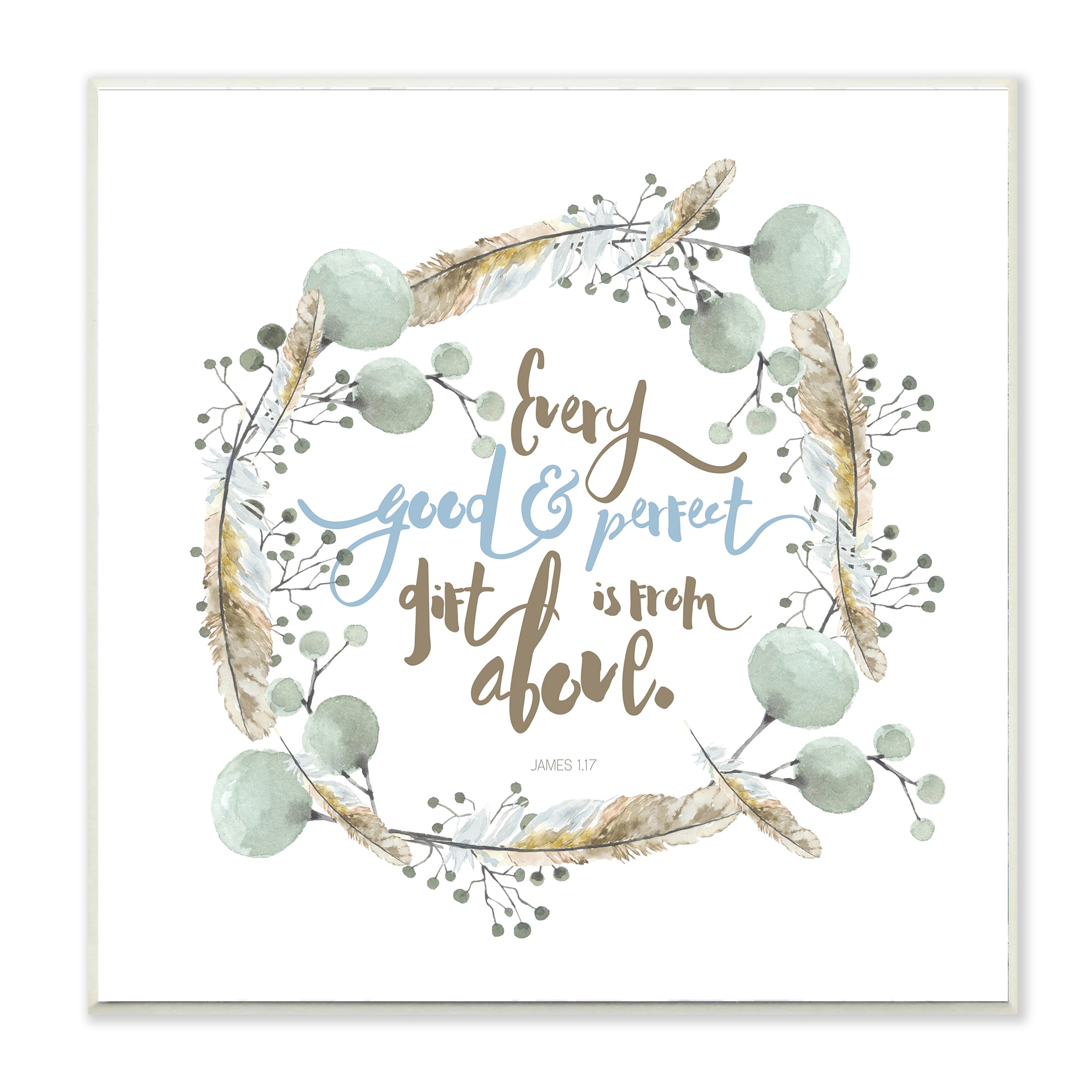 Every Gift From Above Blue Etchlife 12-in H x 12-in W Inspirational Print | - Stupell Industries EWP-124-WD-12X12