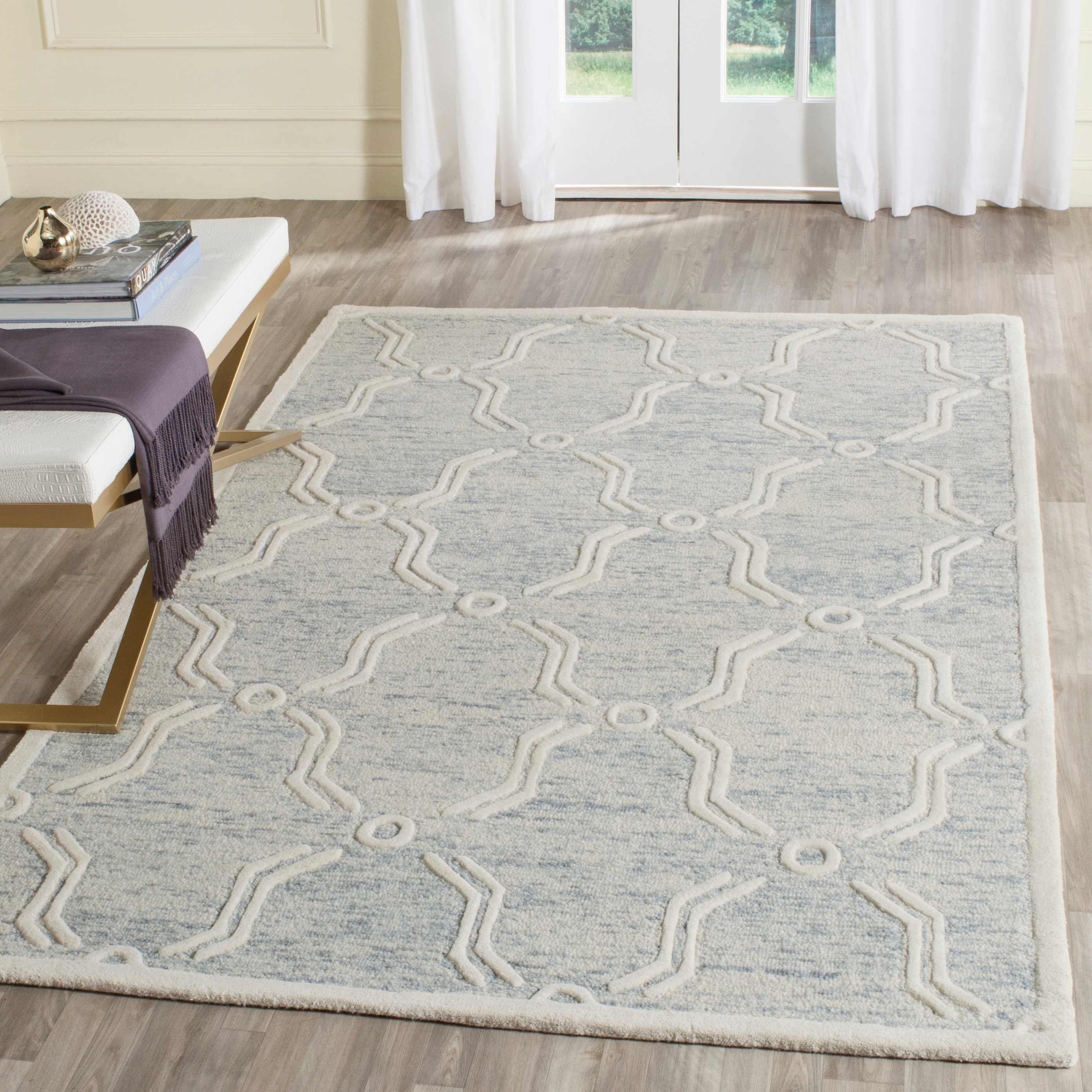  Cambridge 728 Light Blue/Ivory Contemporary 5ft x 8ft Medium Rectangle Rug