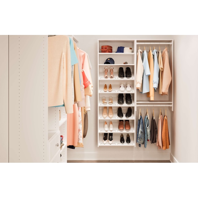 Easy Track 2.1-ft to 2.1-ft W x 7-ft H White Solid Shelving Wood Closet ...