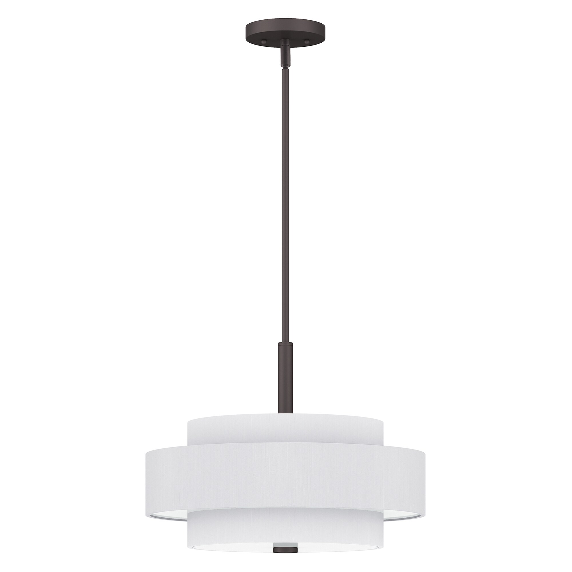 Bronze 4-Light Pendant with Off-White Drum Shade