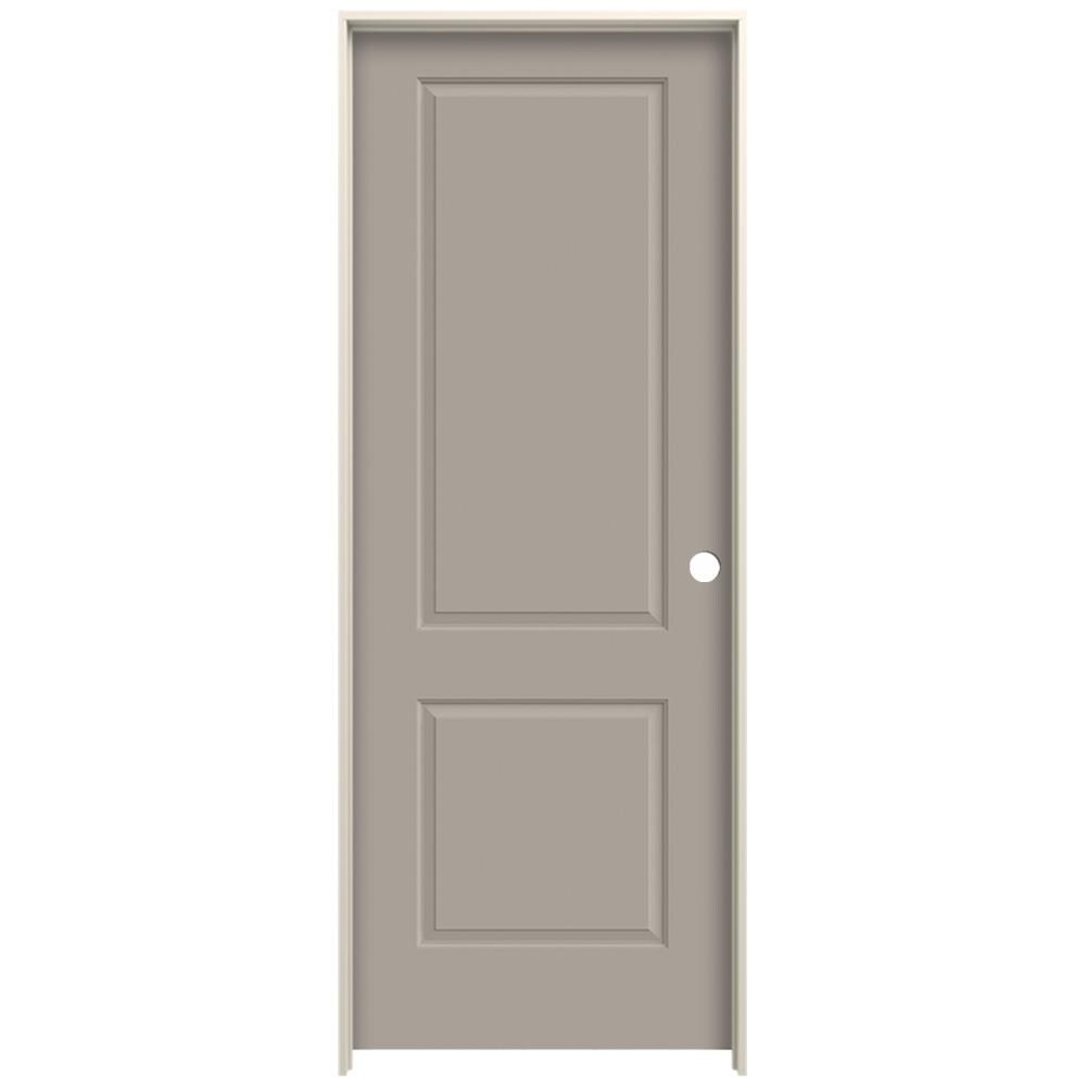 JELD-WEN LOWOLJW225700016 30-in x 80-in Linen Hollow Core 2-panel Square Left Hand Smooth Prefinished Molded Composite Flat Jamb Single Prehung Interior Door