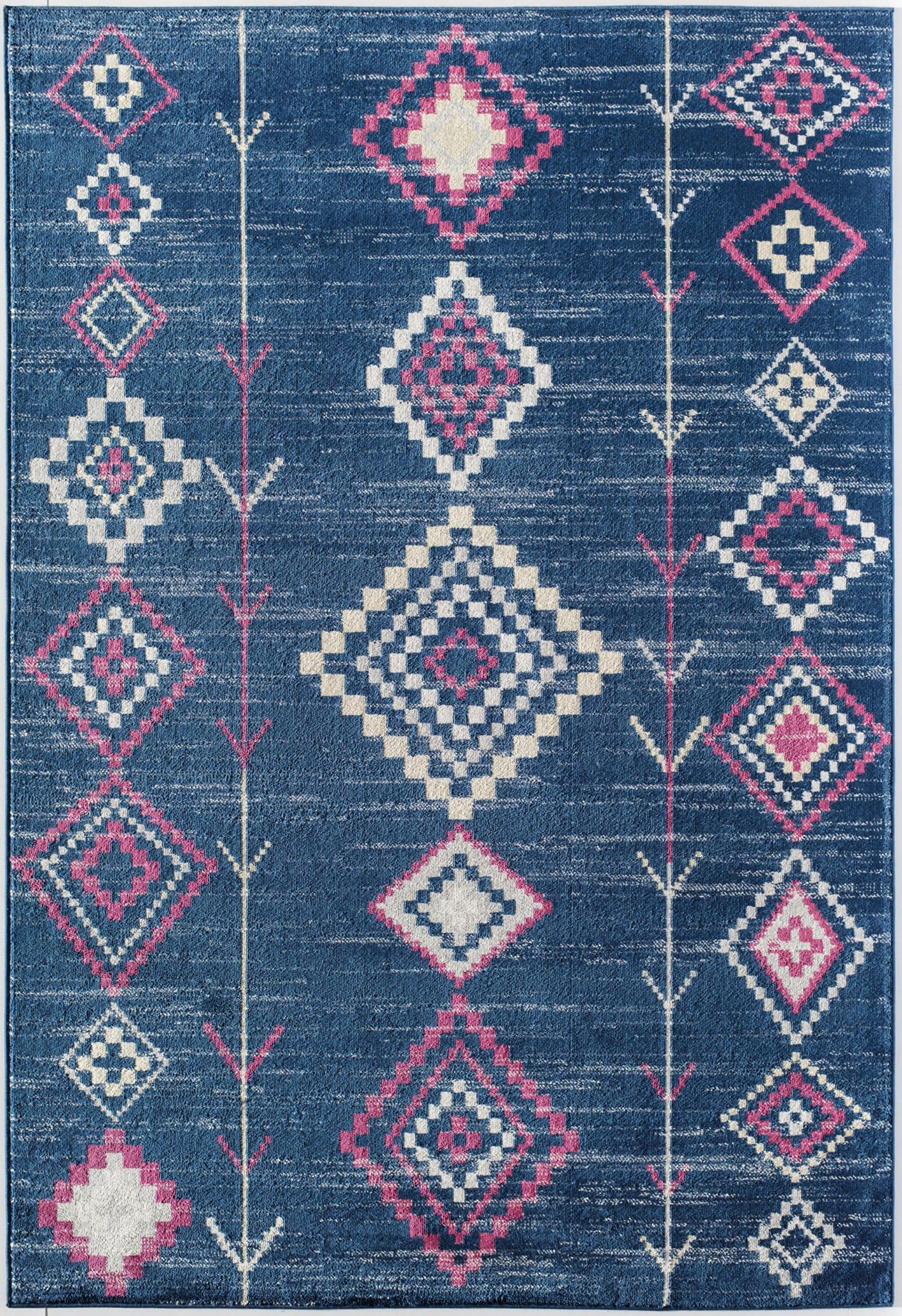 Soleil Native Navy Blue 2'x4' Synthetic Tribal Area Rug