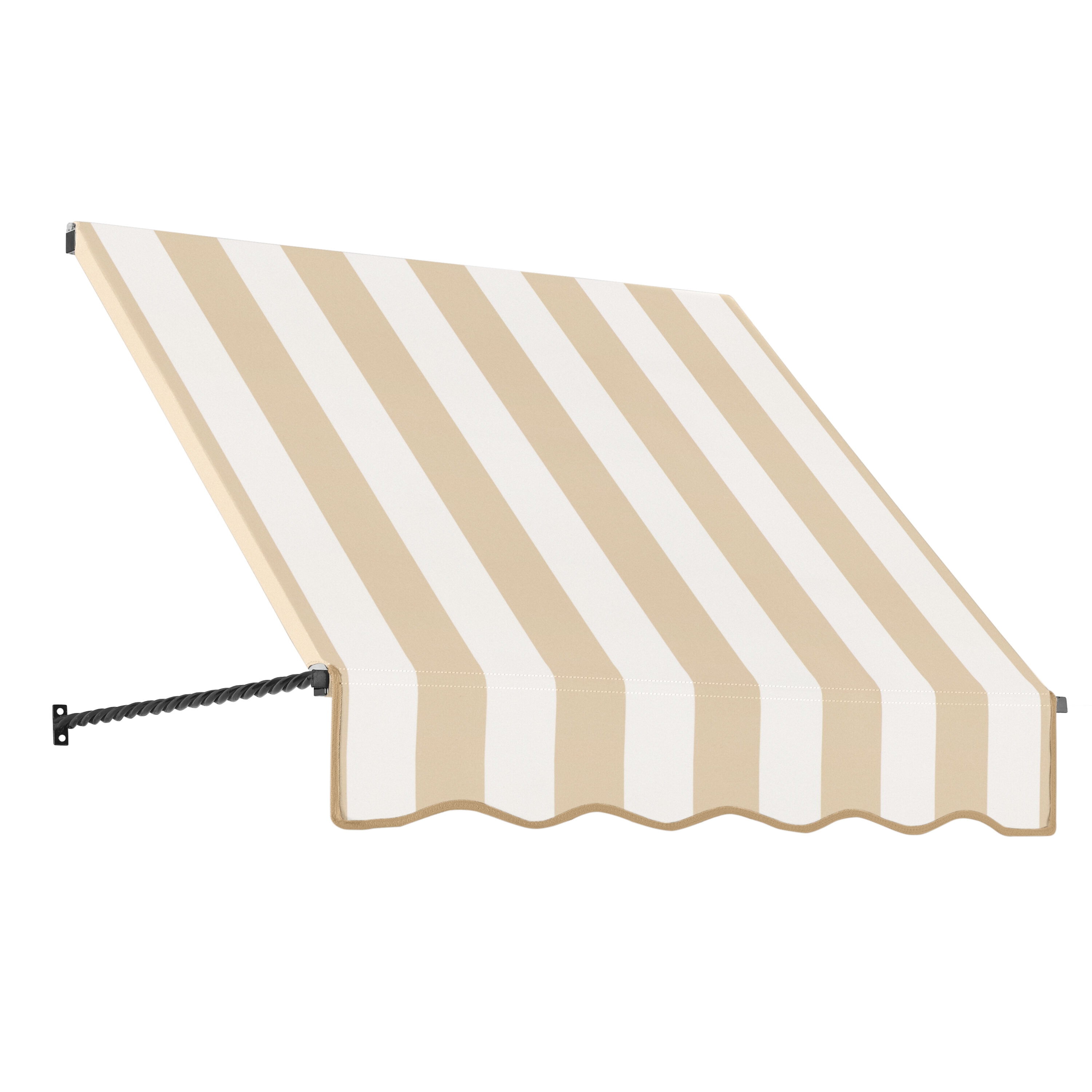 Awntech SANT32-L-3LW Santa Fe 40.5-in Wide x 24-in Projection x 44-in Height Fabric Linen/White Stripe Striped Fixed Window/Door Awning