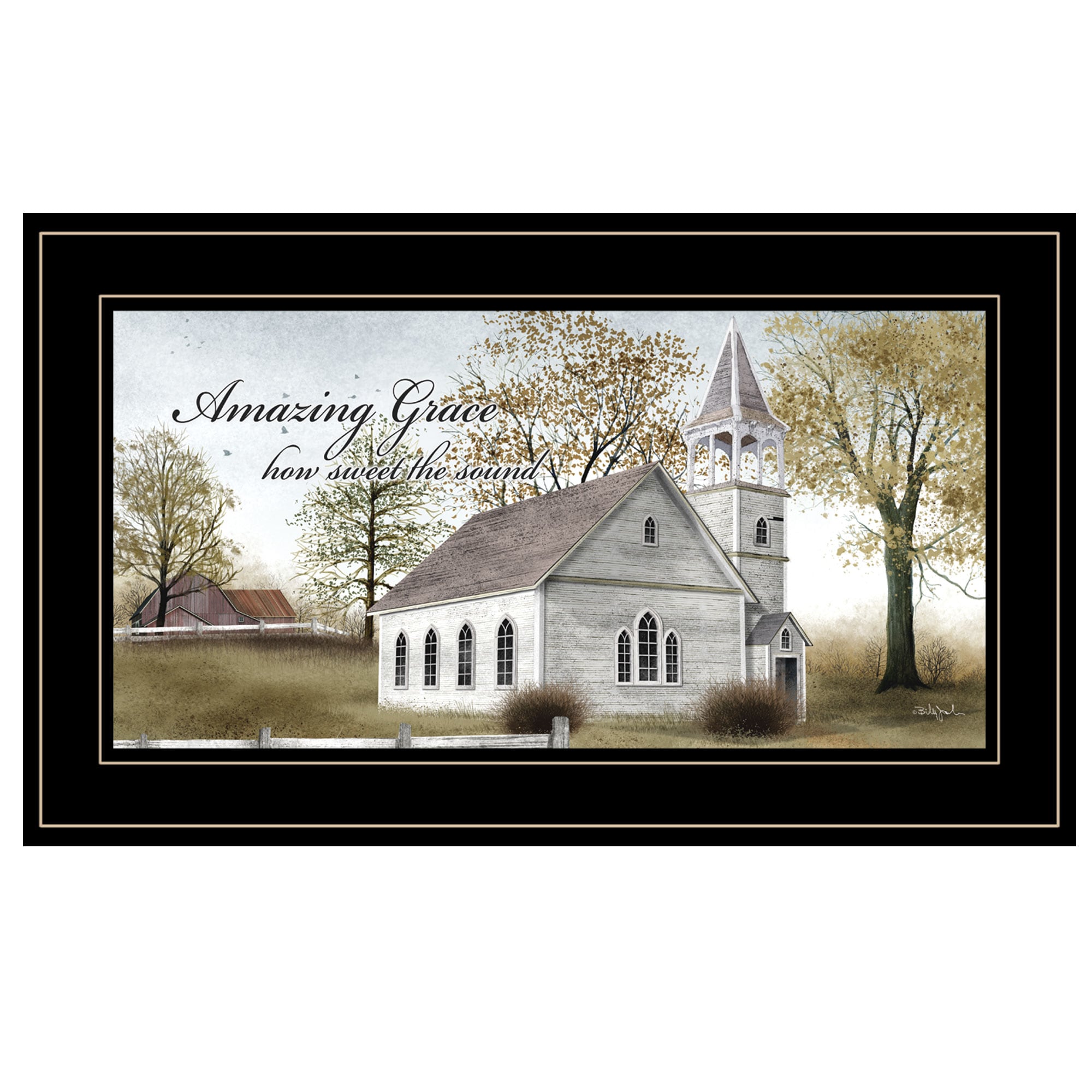 Trendy Decor 4U BJ1111A-704G Amazing Grace Billy Jacobs Black Wood Framed 12-in H x 21-in W Inspirational Paper Print