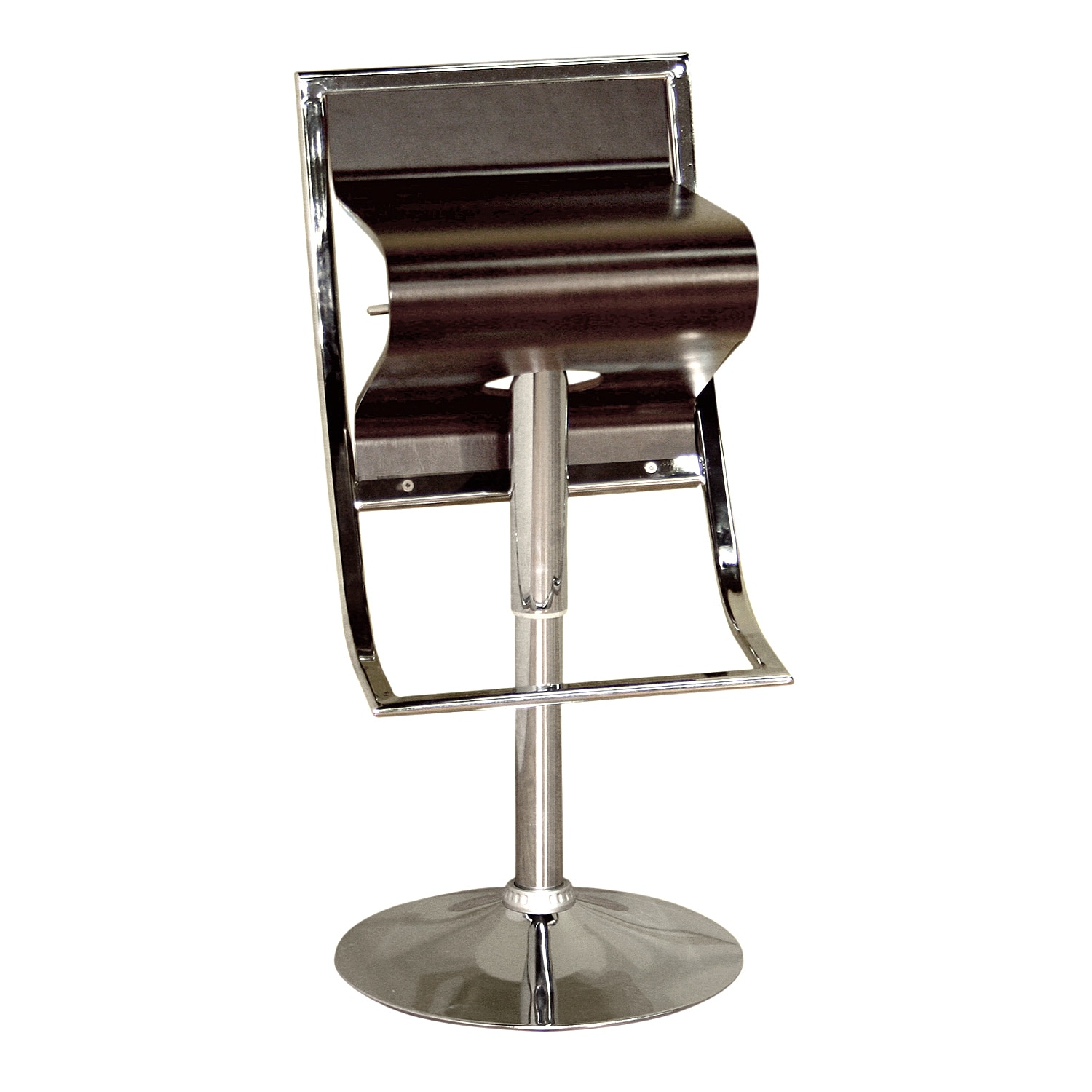 Baxton Studio Brown Adjustable height Swivel Metal Bar Stool Back