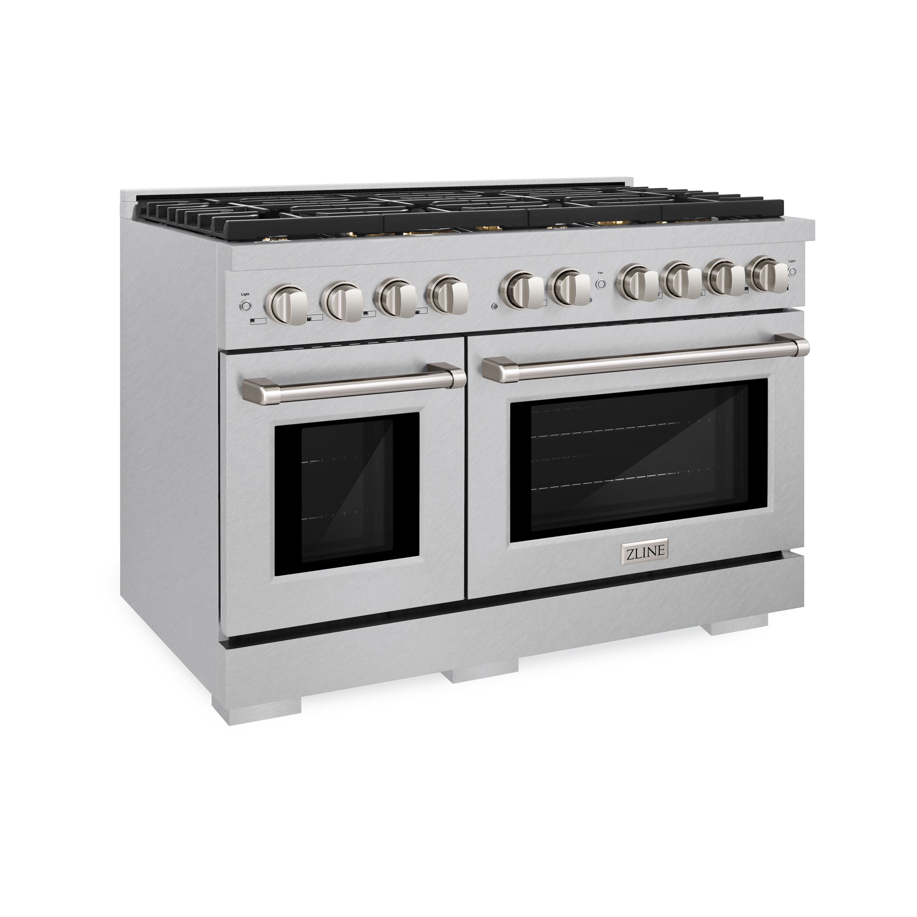ZLINE KITCHEN & BATH SGRS-BR-48 Paramount 48-in 8 burners 4.2-cu ft / 2.5-cu ft Convection Oven Freestanding Double Oven Gas Range ( Fingerprint Resistant Stainless Steel w/Brass Burners )