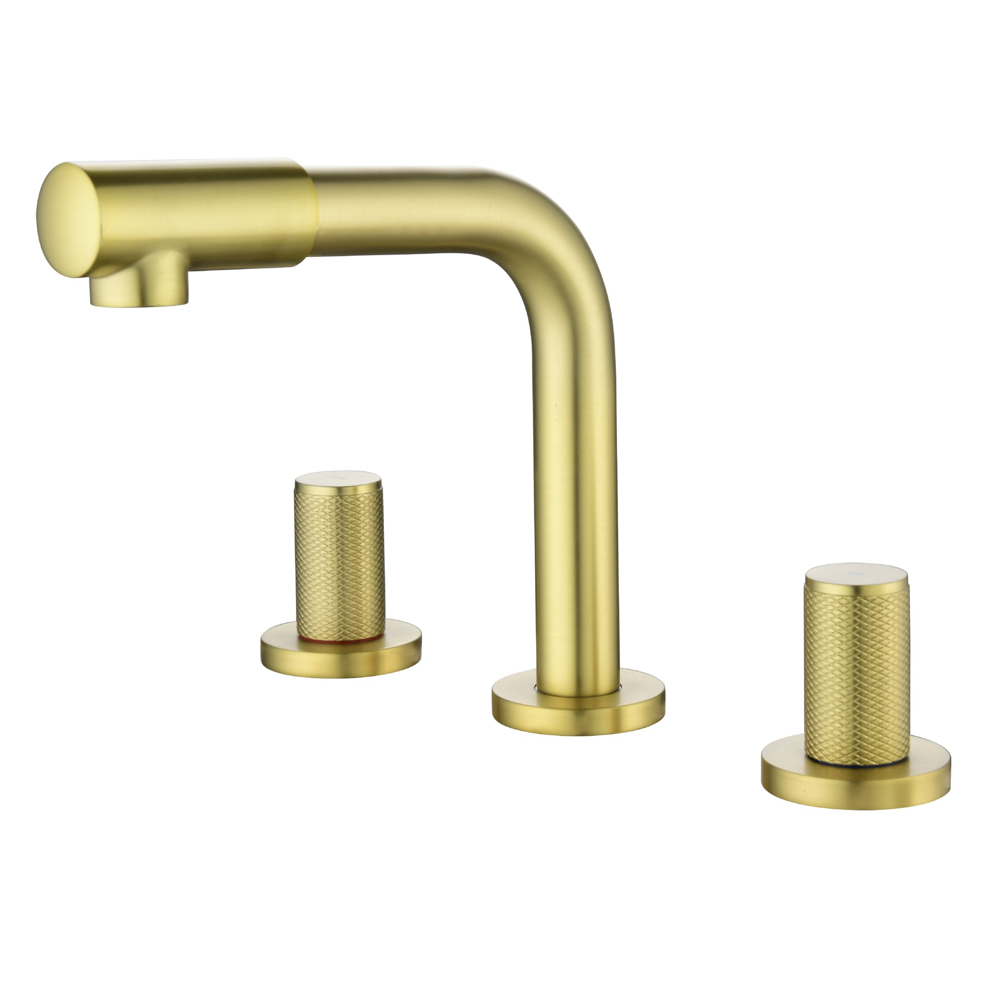 Mondawe MD1517BG Brushed Gold Widespread 2-handle Low-arc Commercial/Residential Handle Bathroom Sink Faucet