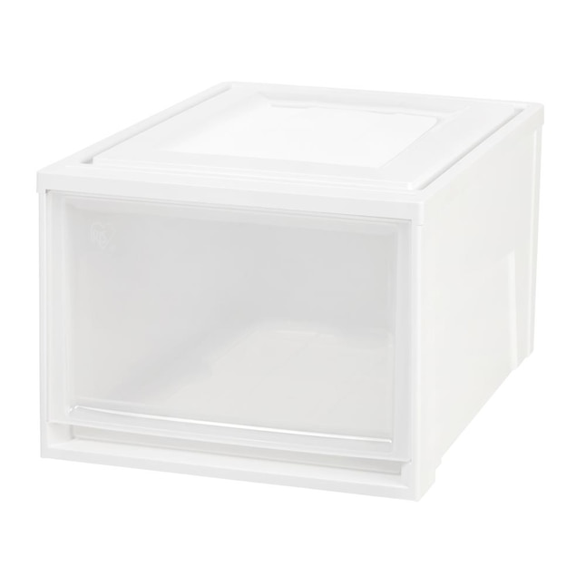 Iris White Stackable Plastic Storage, Stackable Plastic Storage Drawers White