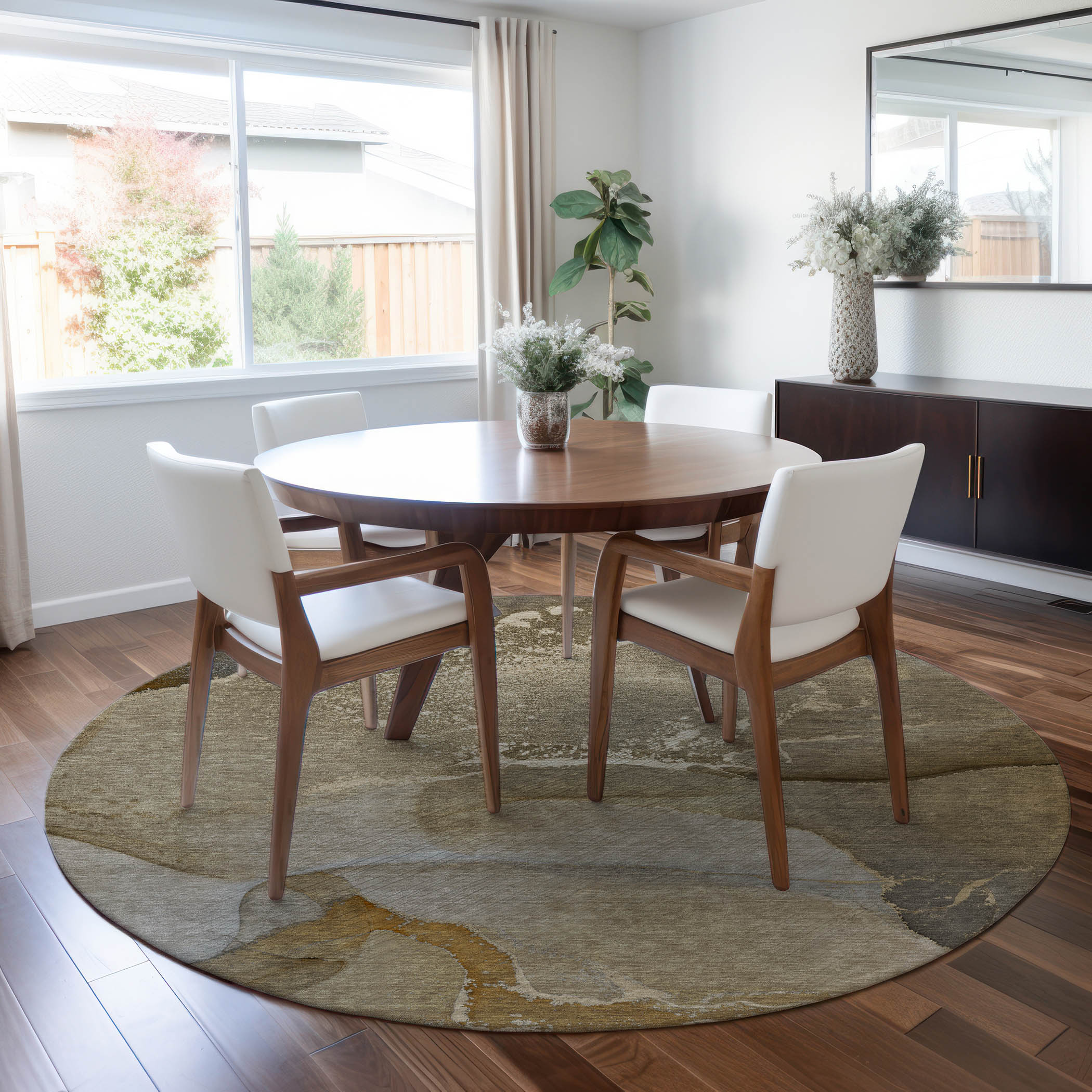 Addison Rugs ACN517BR8RO Chantille ACN517BR 8 x 8 (ft) Polyester Brown Round Indoor/Outdoor Abstract Machine washable Area rug