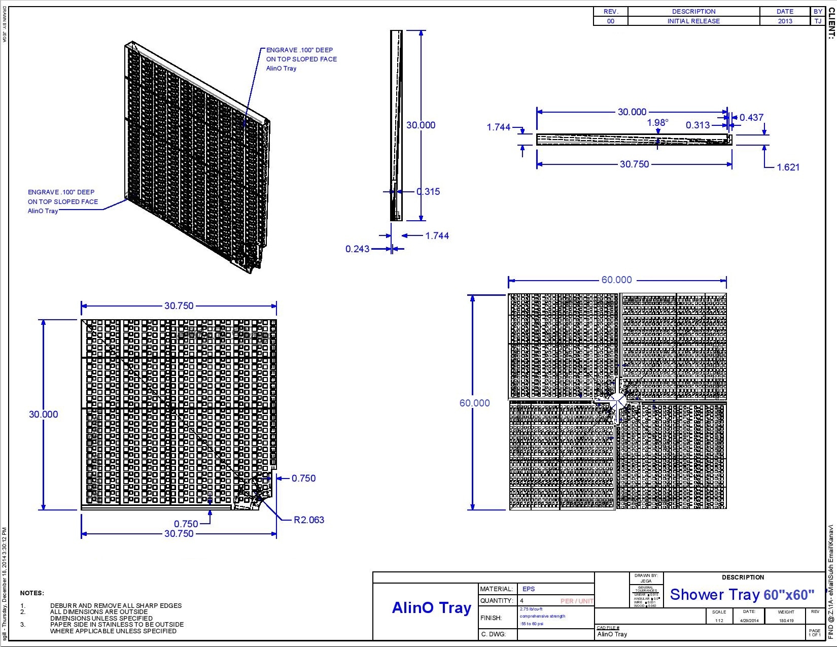 AlinO SKA-SQ-GLD66 Shower-Floors - View #3