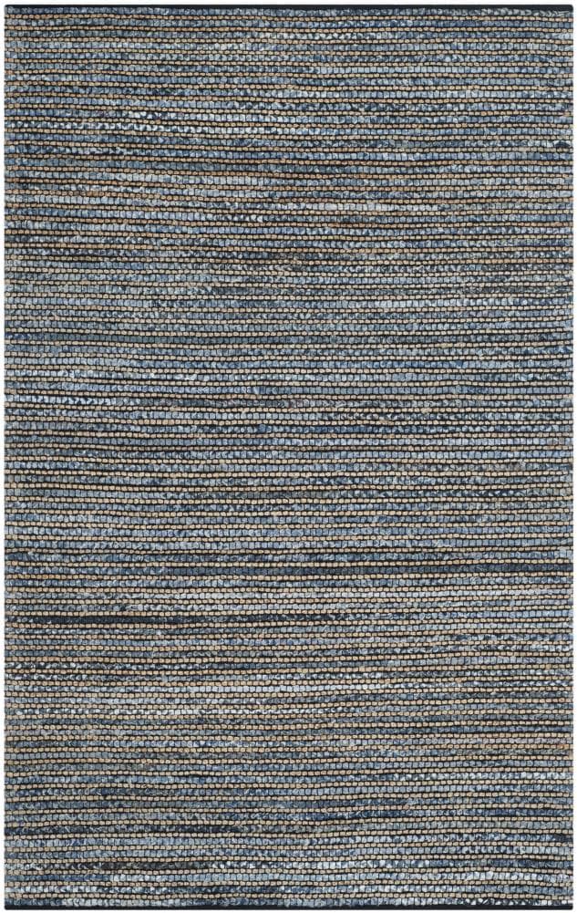 Cape Cod Coastal Blue Flat Woven Jute 6' x 9' Area Rug