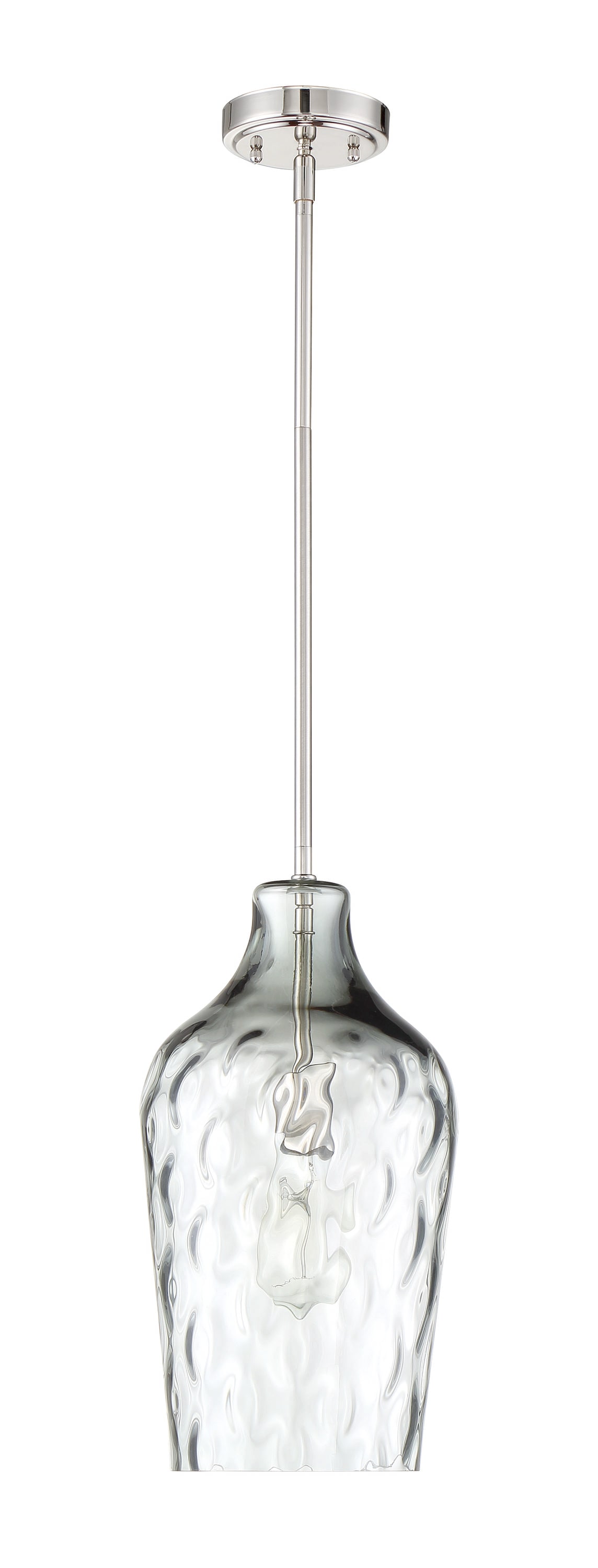 Clear Hammered Glass Mini Pendant Light with Brushed Nickel Finish