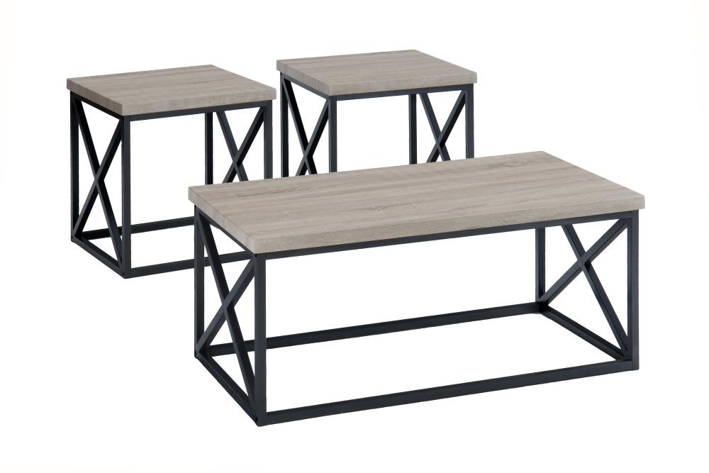 Benzara BM181587 3-Piece Industrial Gray Accent Table Set