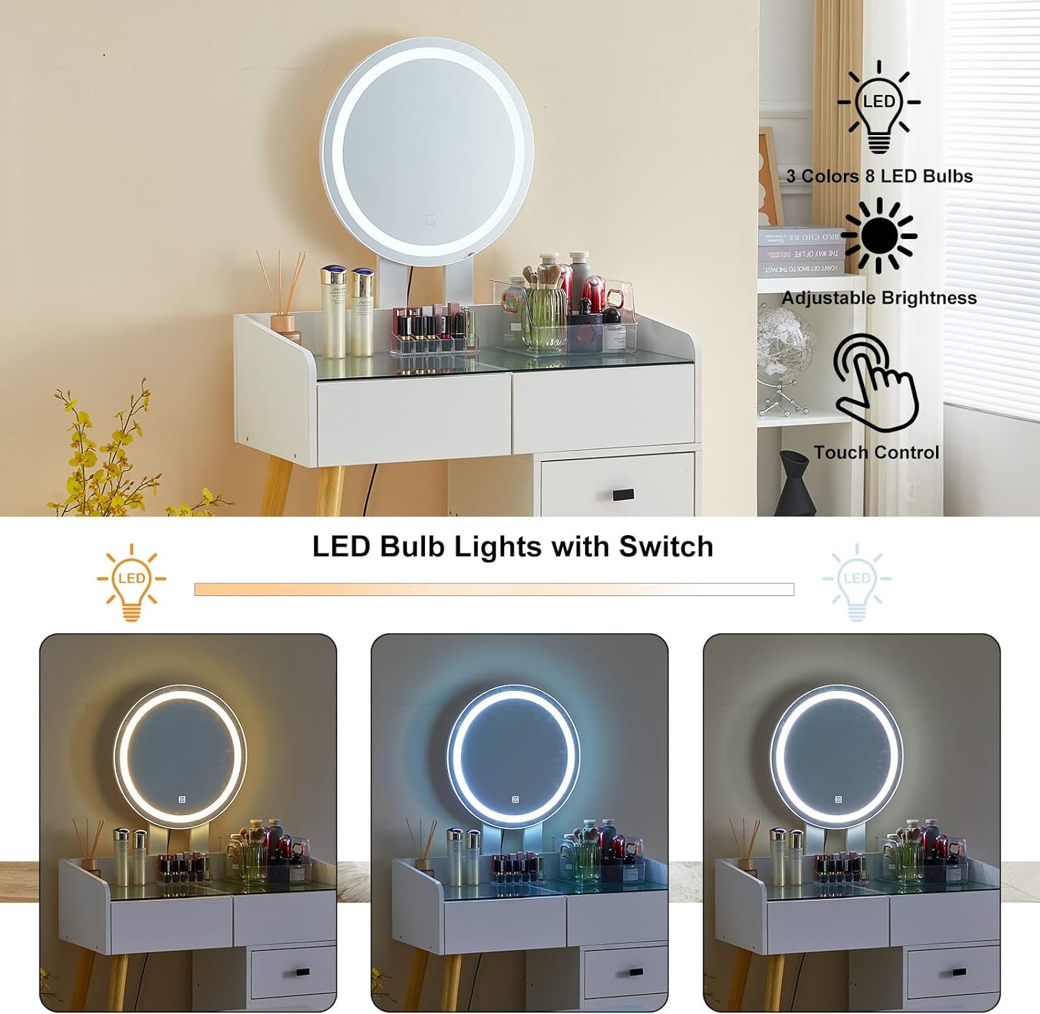 Huluwat DJ-9P193930 Bedroom-Vanities - View #4
