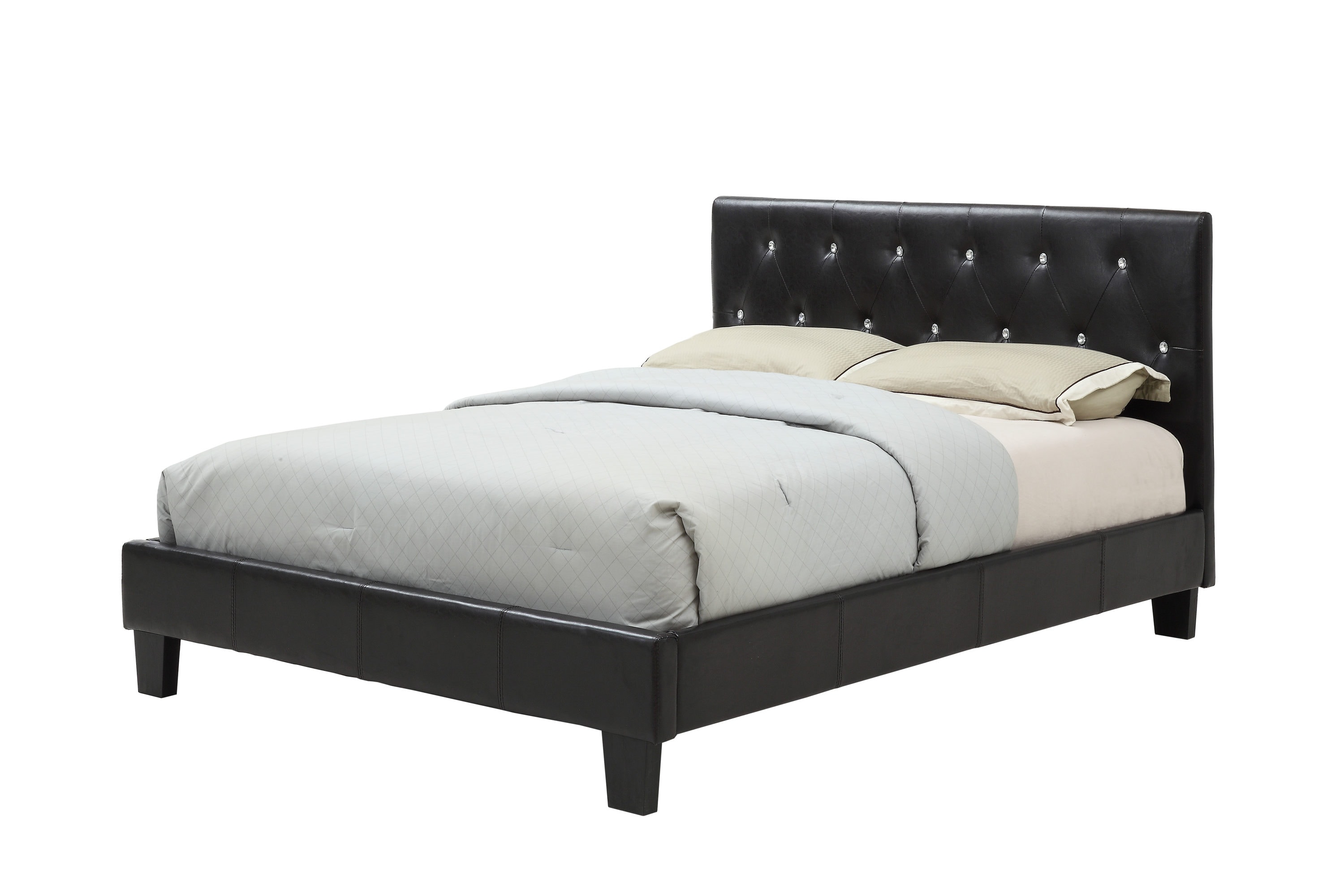 Gondi Black Queen Wood Platform Bed Leather | - Furniture of America IDF-7949BK-Q