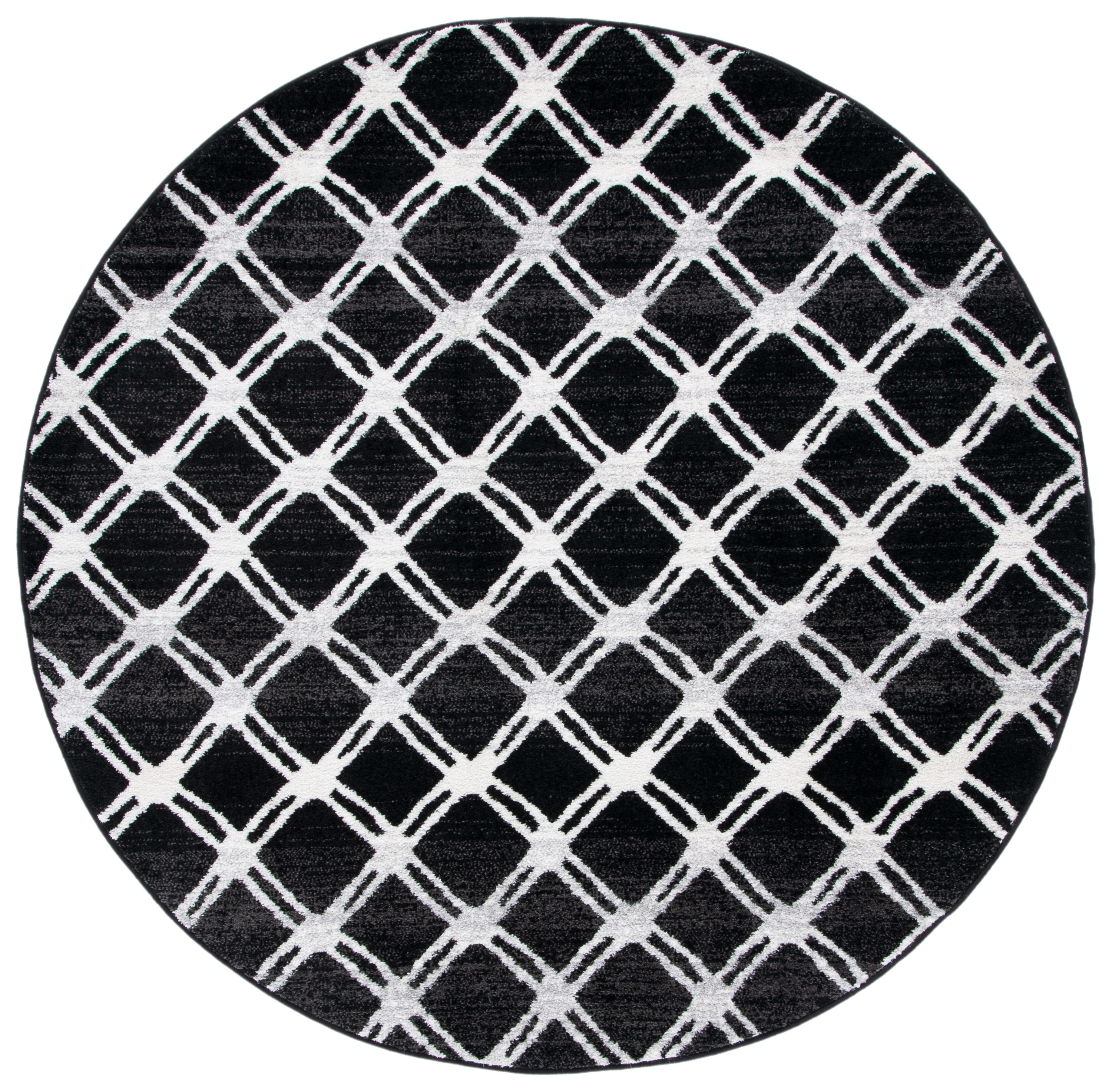 Safavieh ADR105F-6R Adirondack 6 x 6 (ft) Loomed Polypropylene Black/Light Gray Round Indoor Abstract Bohemian/Eclectic Area rug