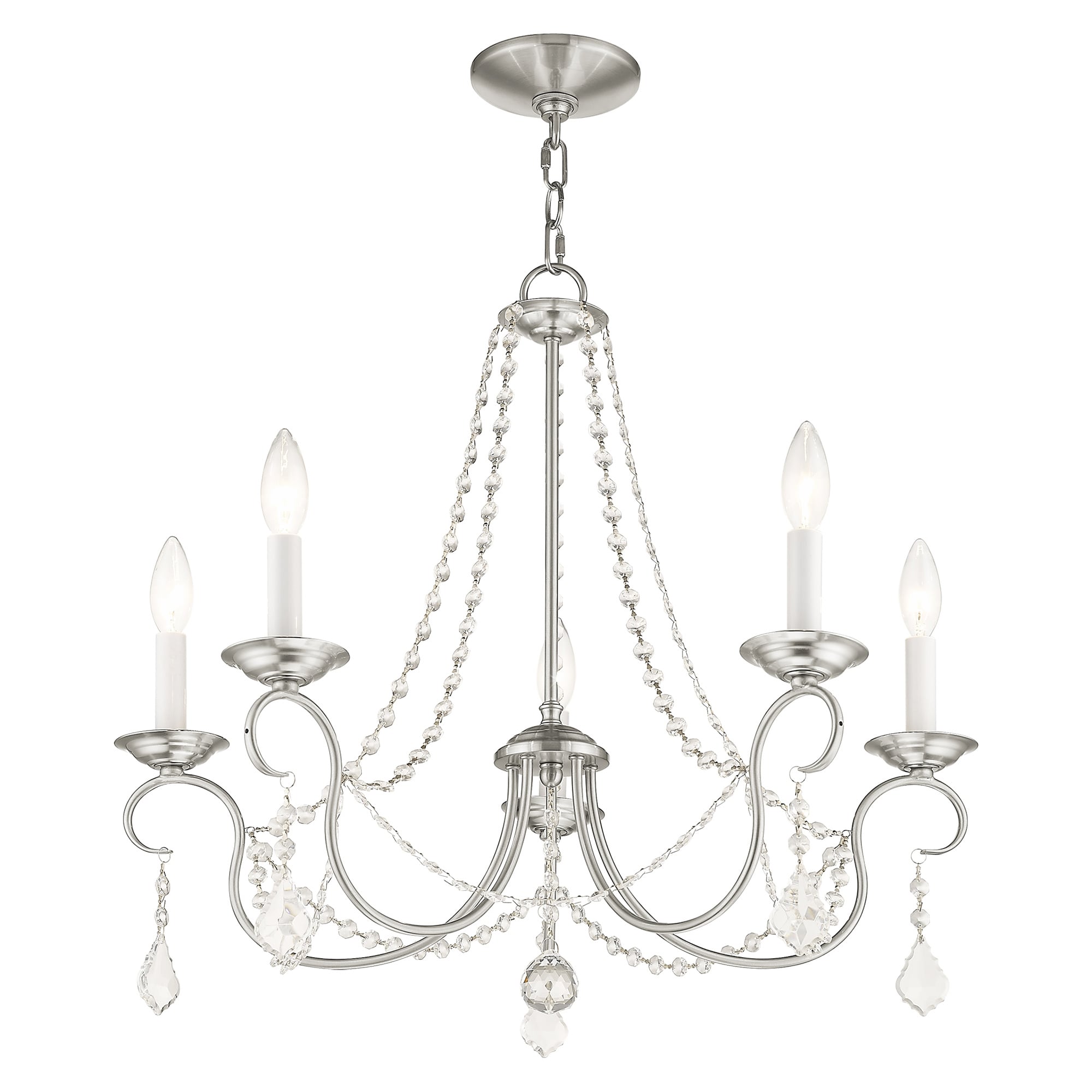 Brushed Nickel Mini 5-Light Candelabra Chandelier
