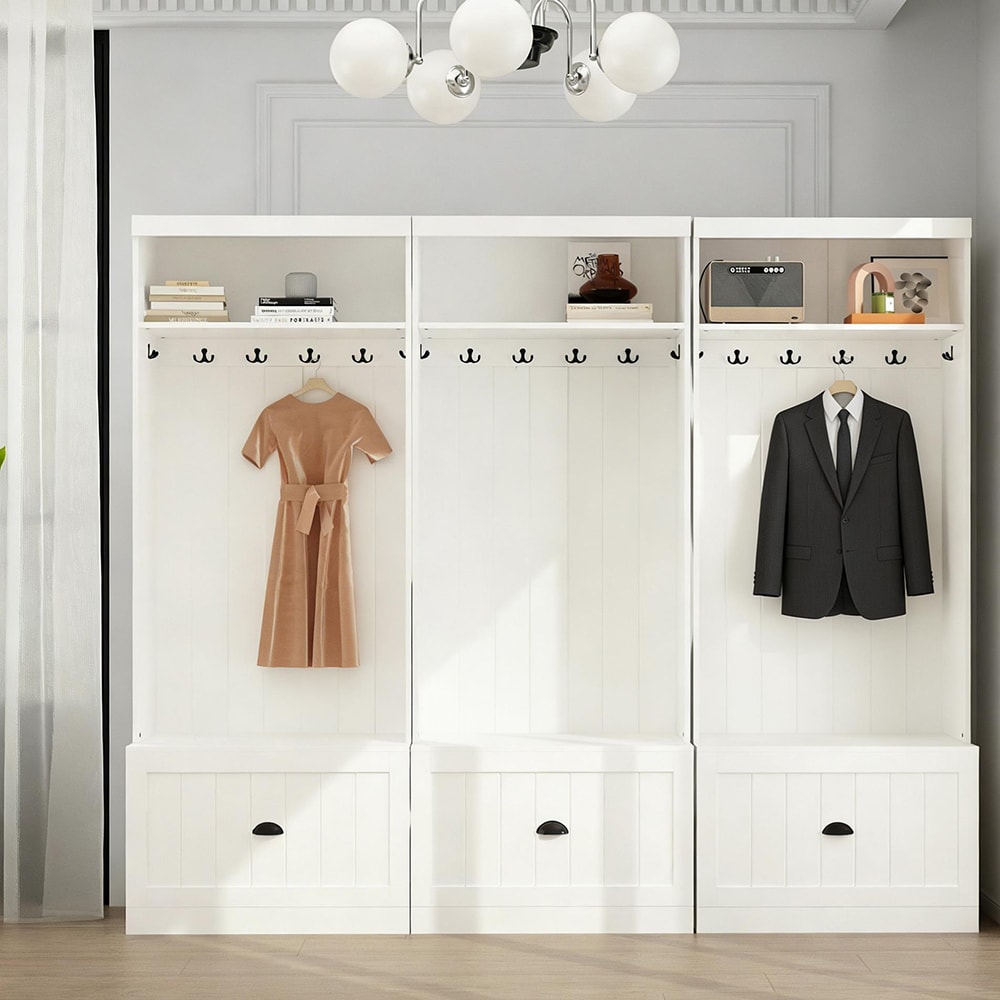 FUFU&GAGA Modern 90.7-in White Composite Hall Tree