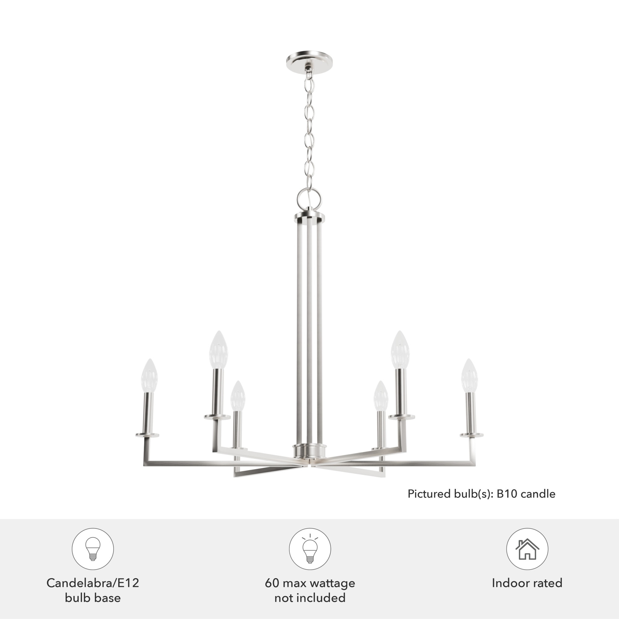 Brushed Nickel 30" Geometric Candle Chandelier