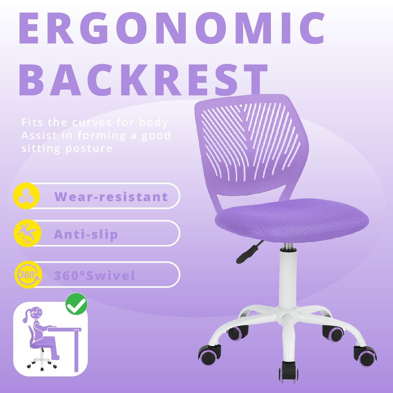 Homy Casa CARNATION PURPLE Office-Chairs - View #3