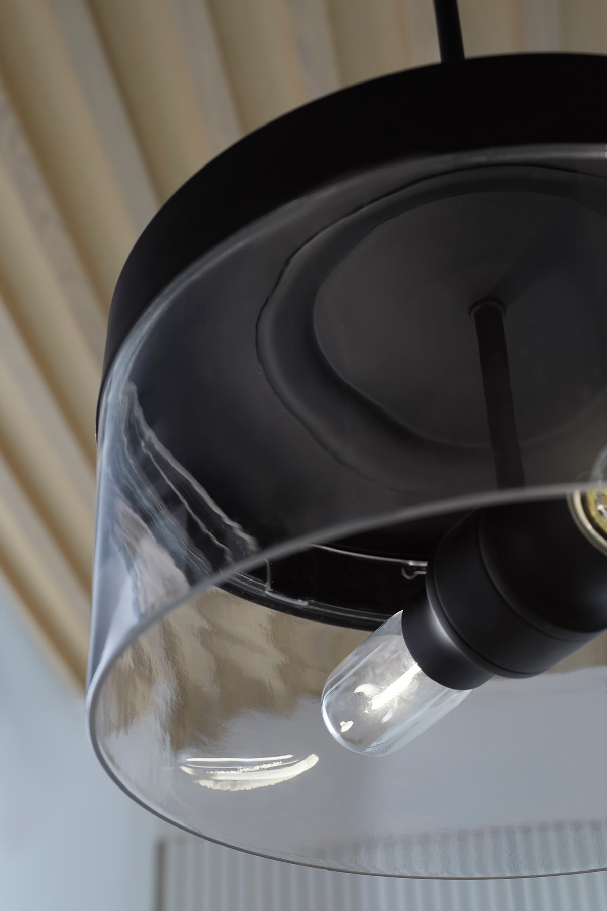 Purist Matte Black 18" Drum Pendant with Glass Shades