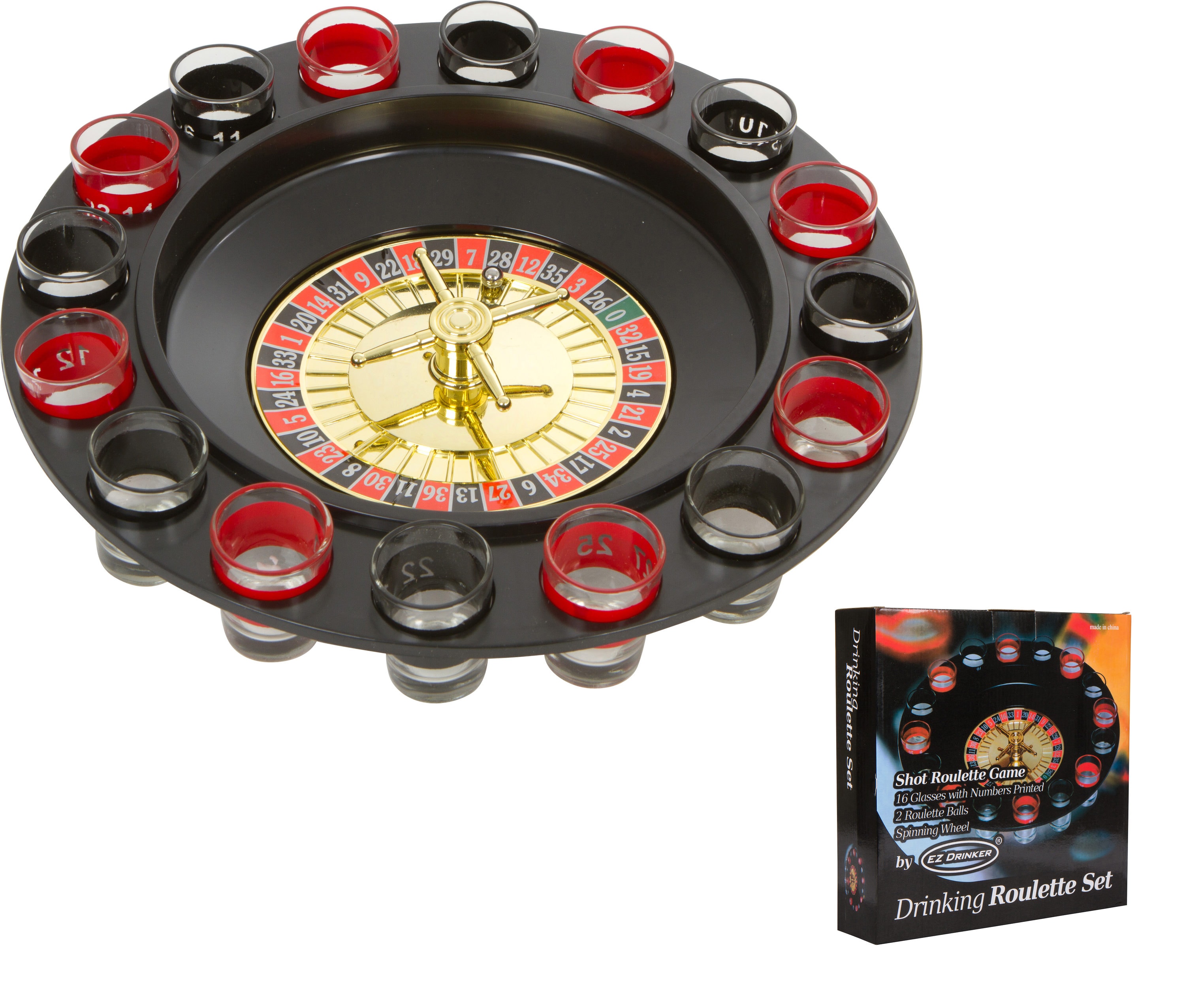 EZ Drinker Shot Roulette Party Game with 16 Numbered Shot Glasses and Roulette  Wheel - Fun Indoor Beer Pong Game for Adults in the Party Games department  at