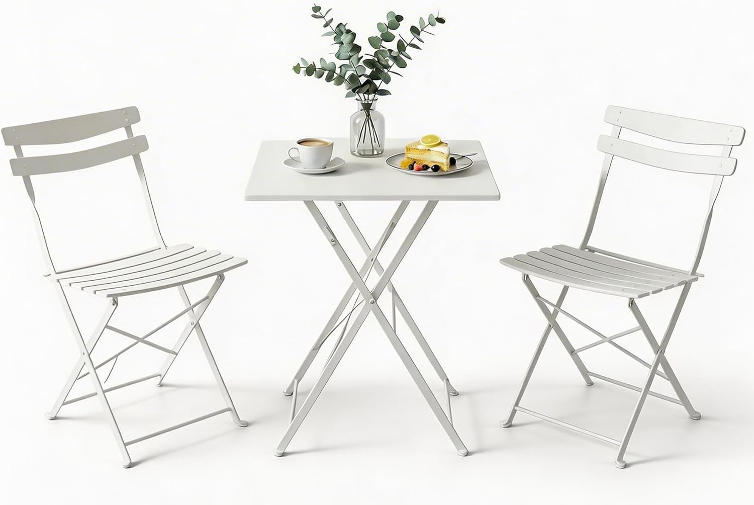 GAOMON 3-Piece Outdoor Square Patio Bistro Set- Sturdy Iron Frame Table ...