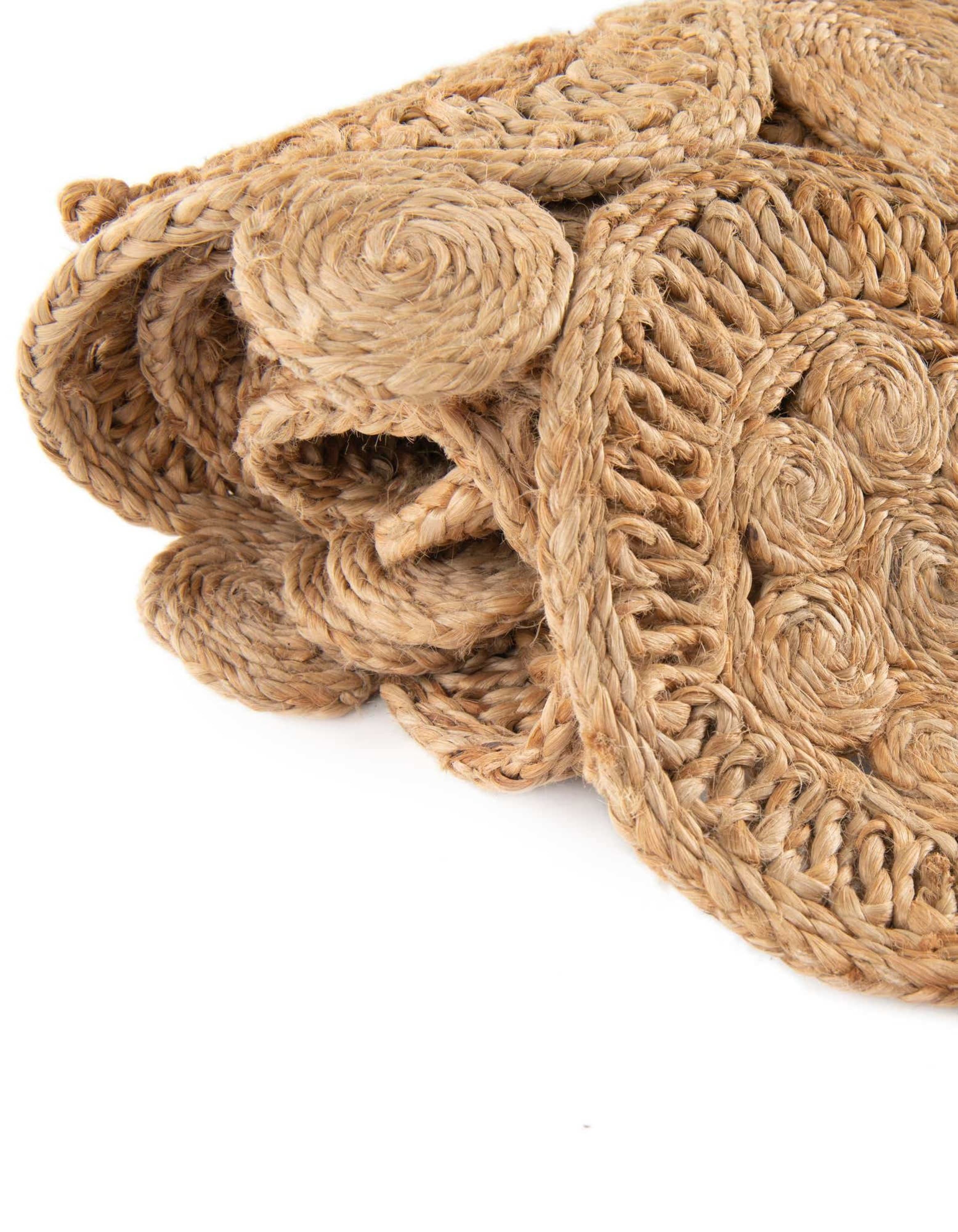 Handmade Braided Jute Square Rug in Natural Brown