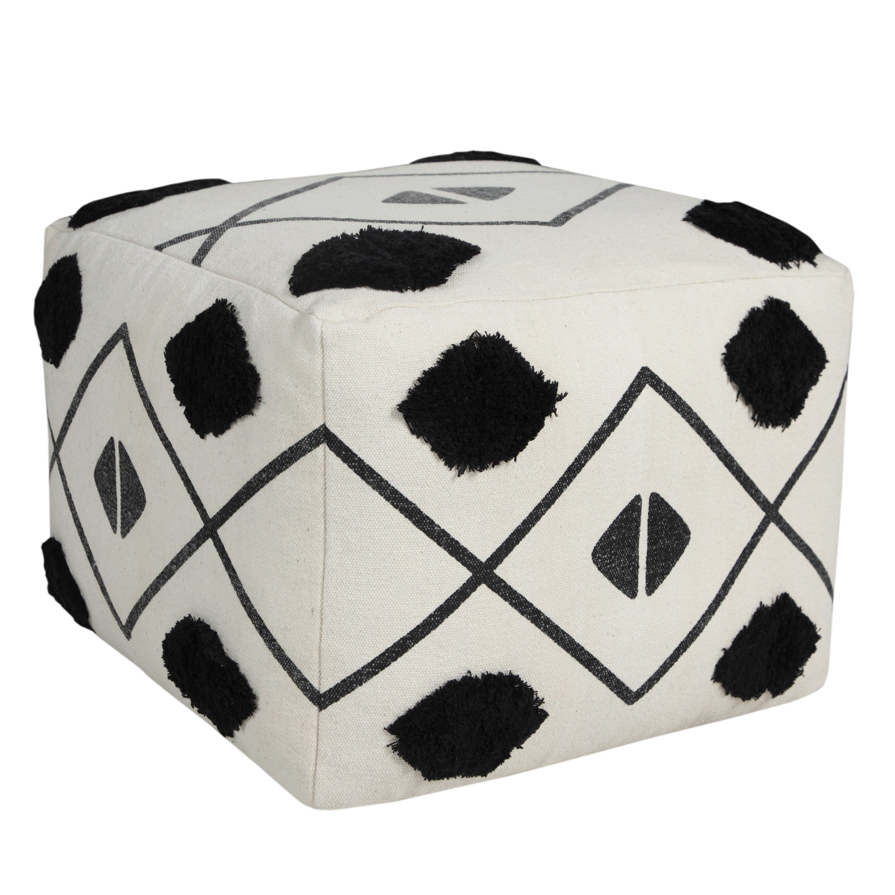 LR Home 6507A2084934J8 Eclectic Black/White Pouf Ottoman