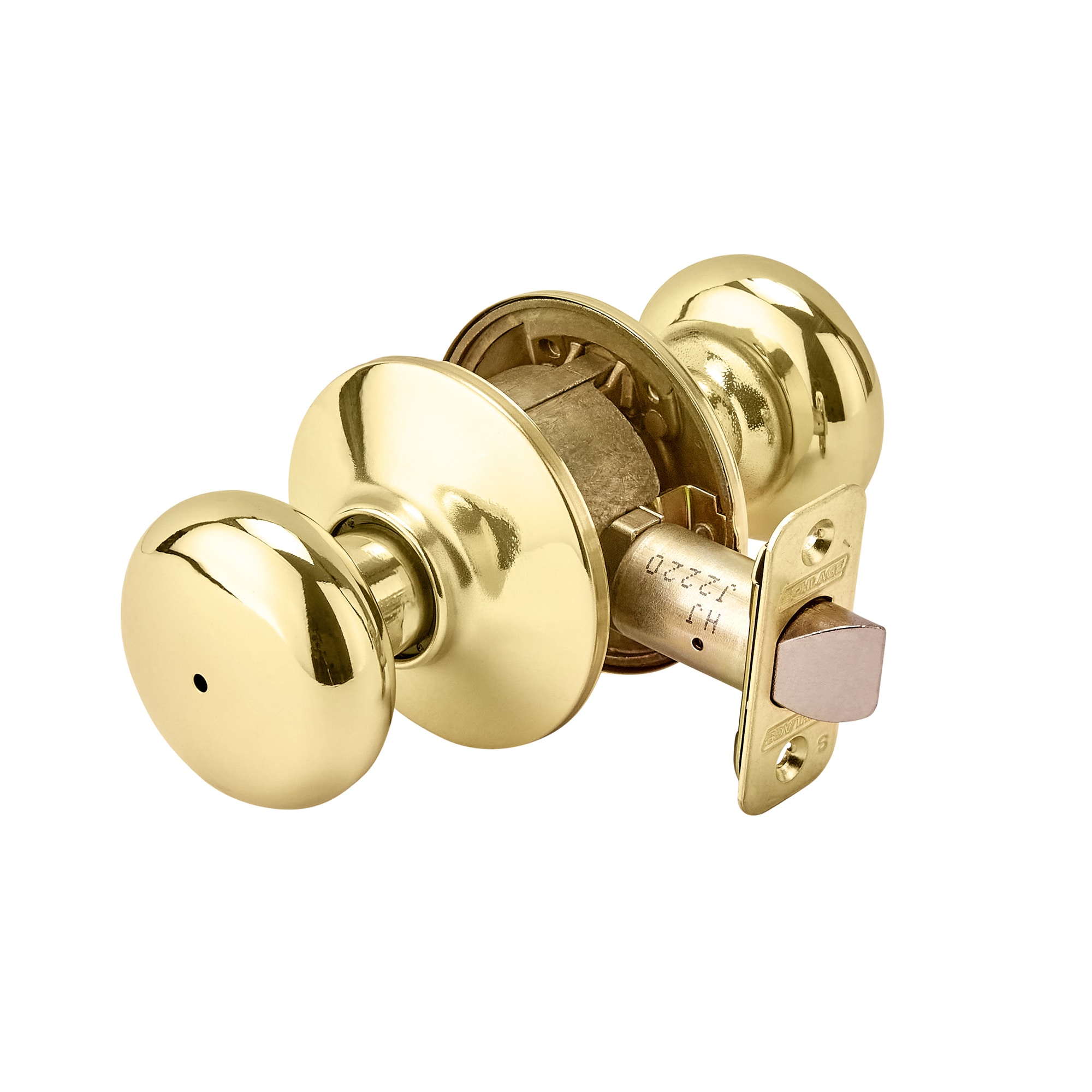 Schlage Plymouth Bright Brass Interior Bed/Bath Privacy Door Knob in the  Door Knobs department at