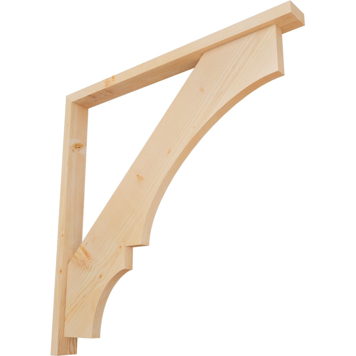 Ekena Millwork 1462133 Balboa Block Smooth Bracket with Offset Brace 3-1/2-in x 40-in x 40-in Douglas fir Brown Wood Standard bracket