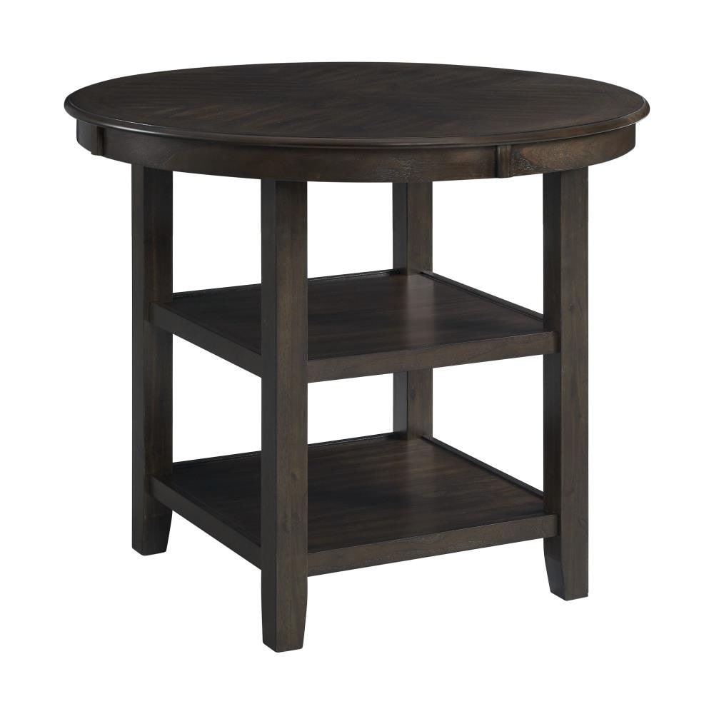 Walnut Counter Height Dining Set with Gray Upholstered Chairs