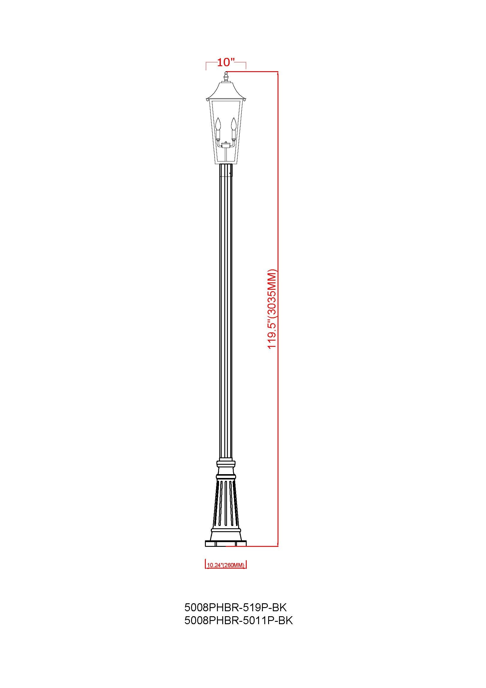 Z-Lite 5008PHBR-519P-BK Complete-Post-Lights - View #8