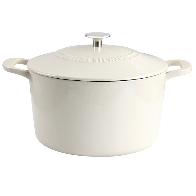 Gibson Martha Stewart Enameled Cast Iron 7 Quart Dutch Oven with Lid in  Cream in the Cooking Pots department at