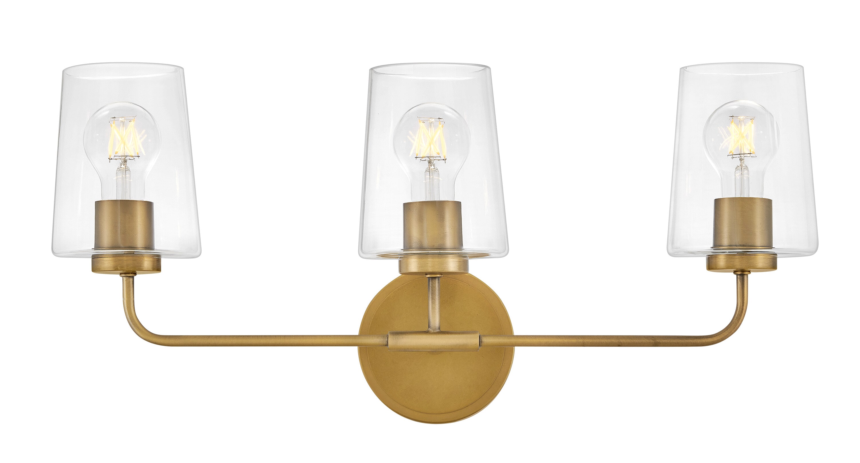 Lark 853453HB-CL Kline 23.75-in 3 -Light Distressed Brass Transitional Vanity light