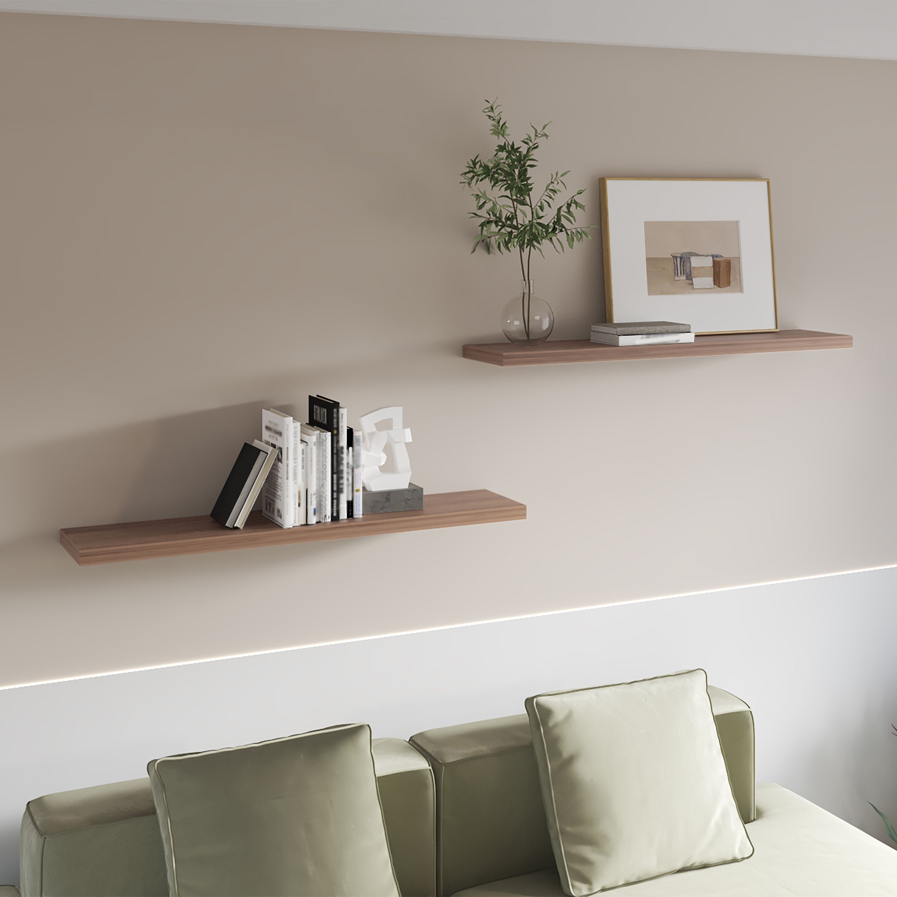 LUXEYARD Melamine Floating Shelves Set of 2 for Wall Storage and Home Decor
