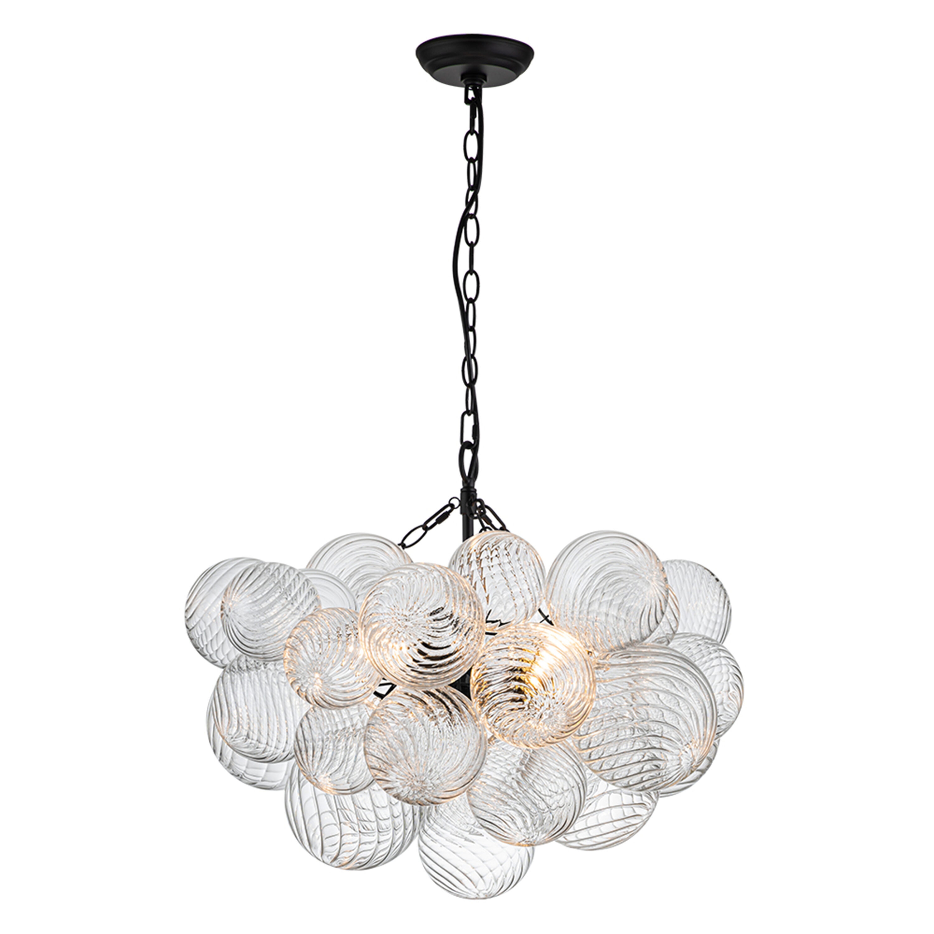HUOKU PD1065261 Neuvy 3 -Light Matte Black Modern/contemporary For Use in Bedrooms, Dining Rooms, Foyers, Kitchens, Living Rooms Chandelier