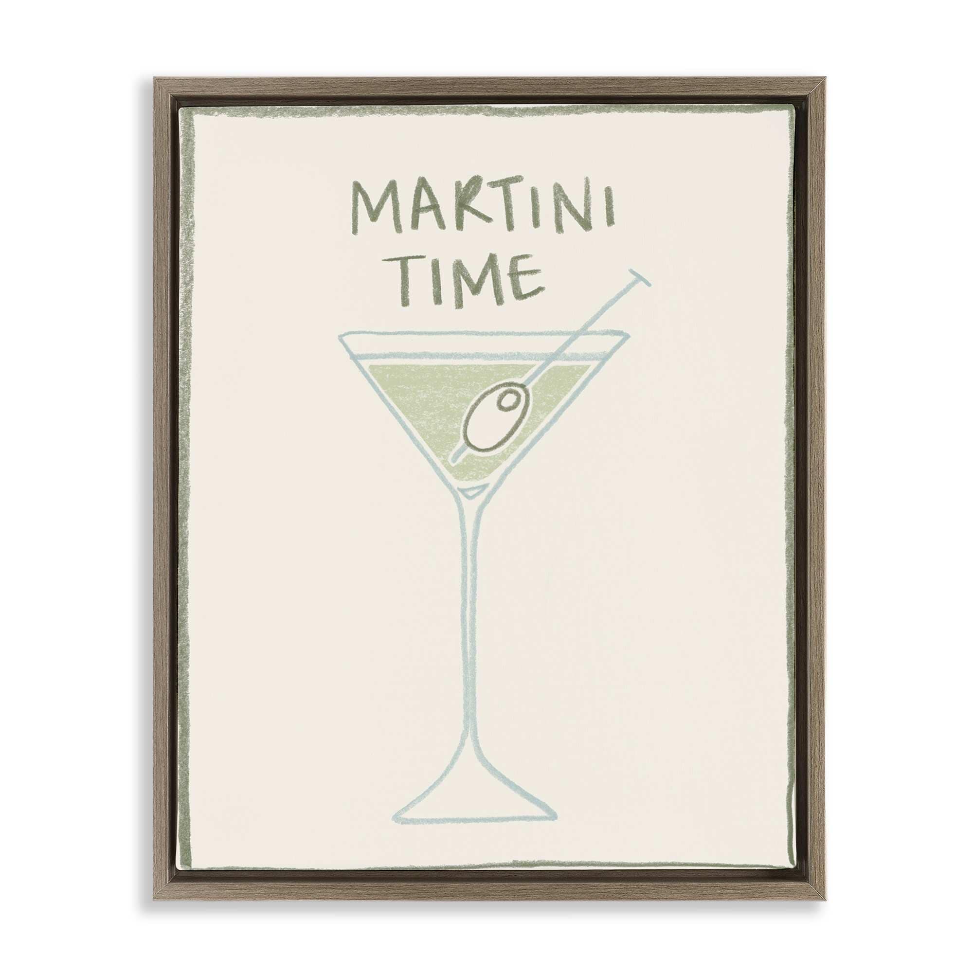 Stupell Industries BS-368-FFE-16X20 Minimal Martini Time Floating Frame design by Grace Popp