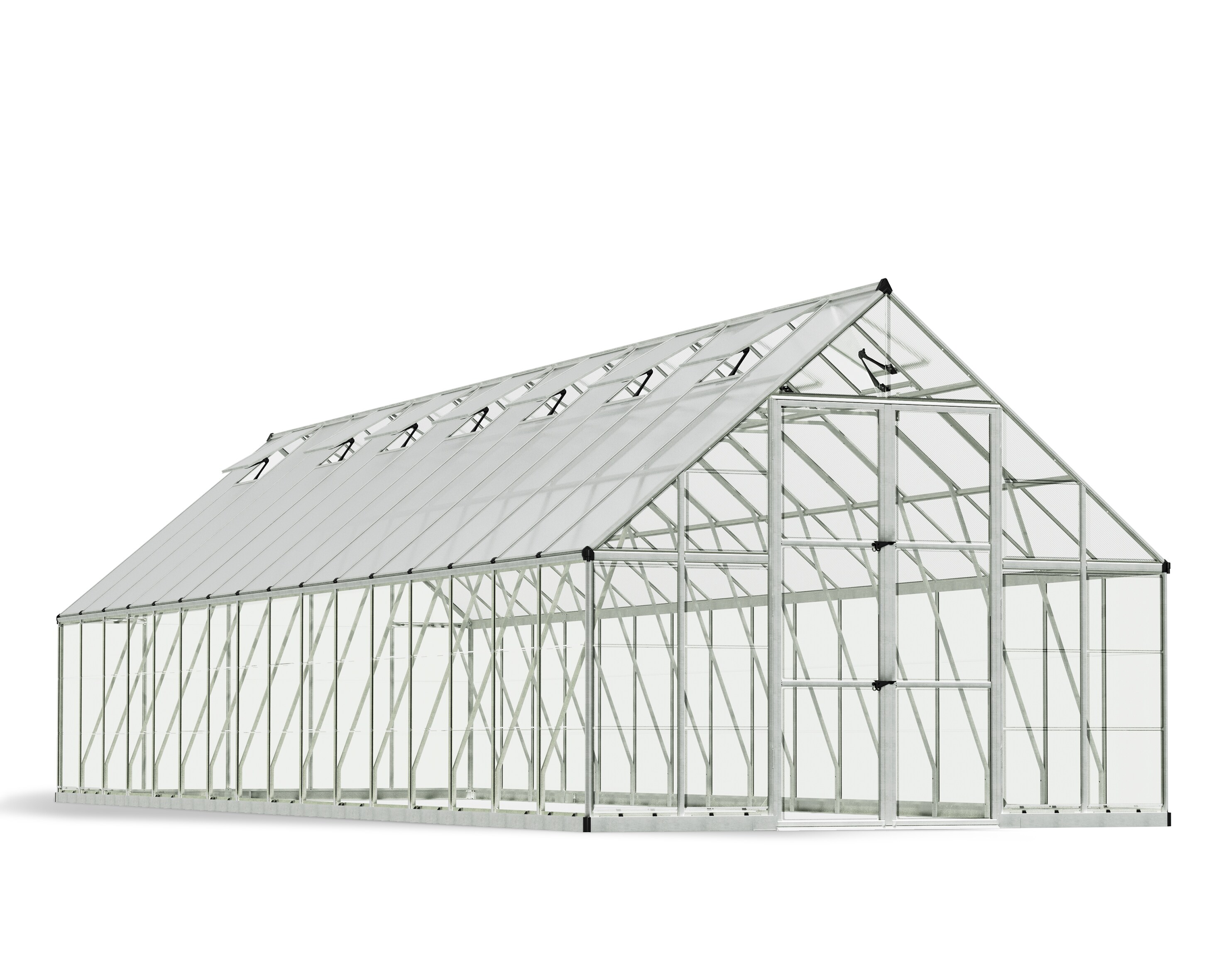 Canopia by Palram 707016 Balance 32-ft L x 10-ft W x 8.4-ft H Silver Frame/Clear Panels Greenhouse Kit