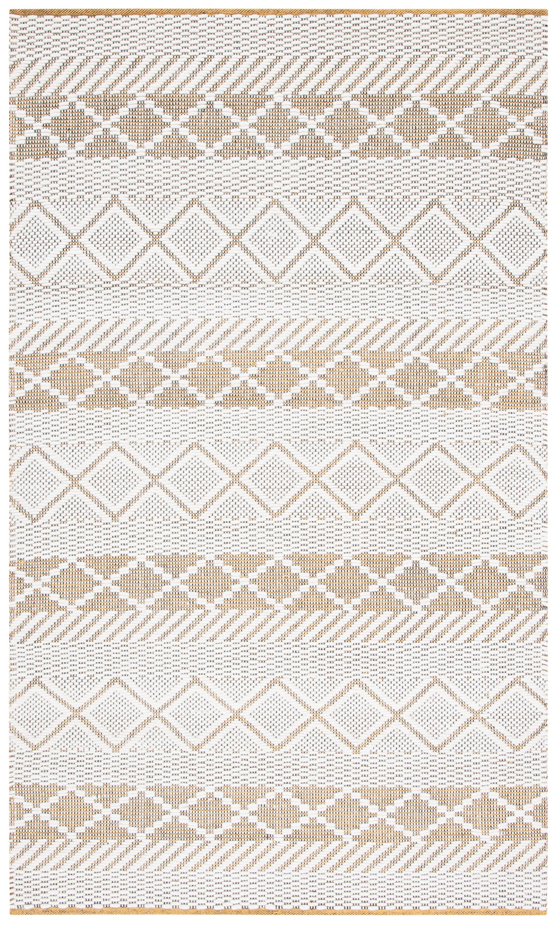 Safavieh NAT854C-5 Natura Anina 5 x 8 (ft) Wool Ivory/Yellow Rectangular Indoor Geometric Bohemian/Eclectic Area rug