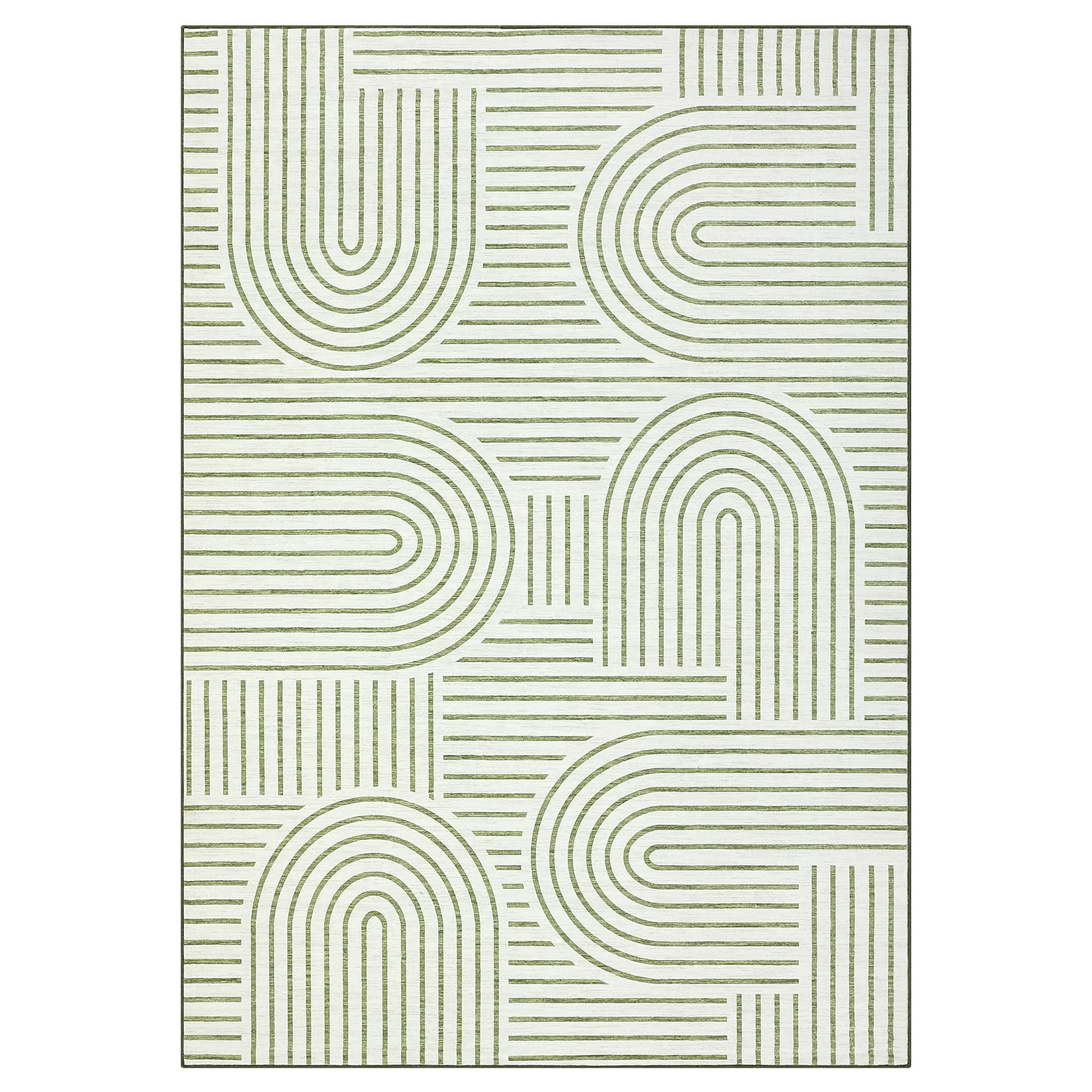 Qeetex LSN-PHK-3368NWBC 8 x 10 ft Polyester Cashmere Green Rectangular Hallway Bathroom Entryway Kitchen Office Foldable Geometric Modern Washable Area Rug